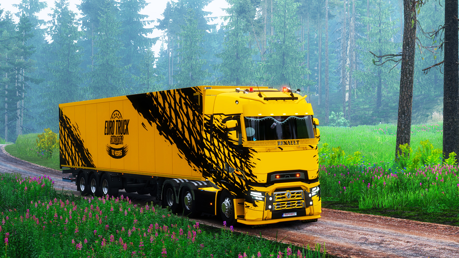 卡车,草地,花丛,郊外