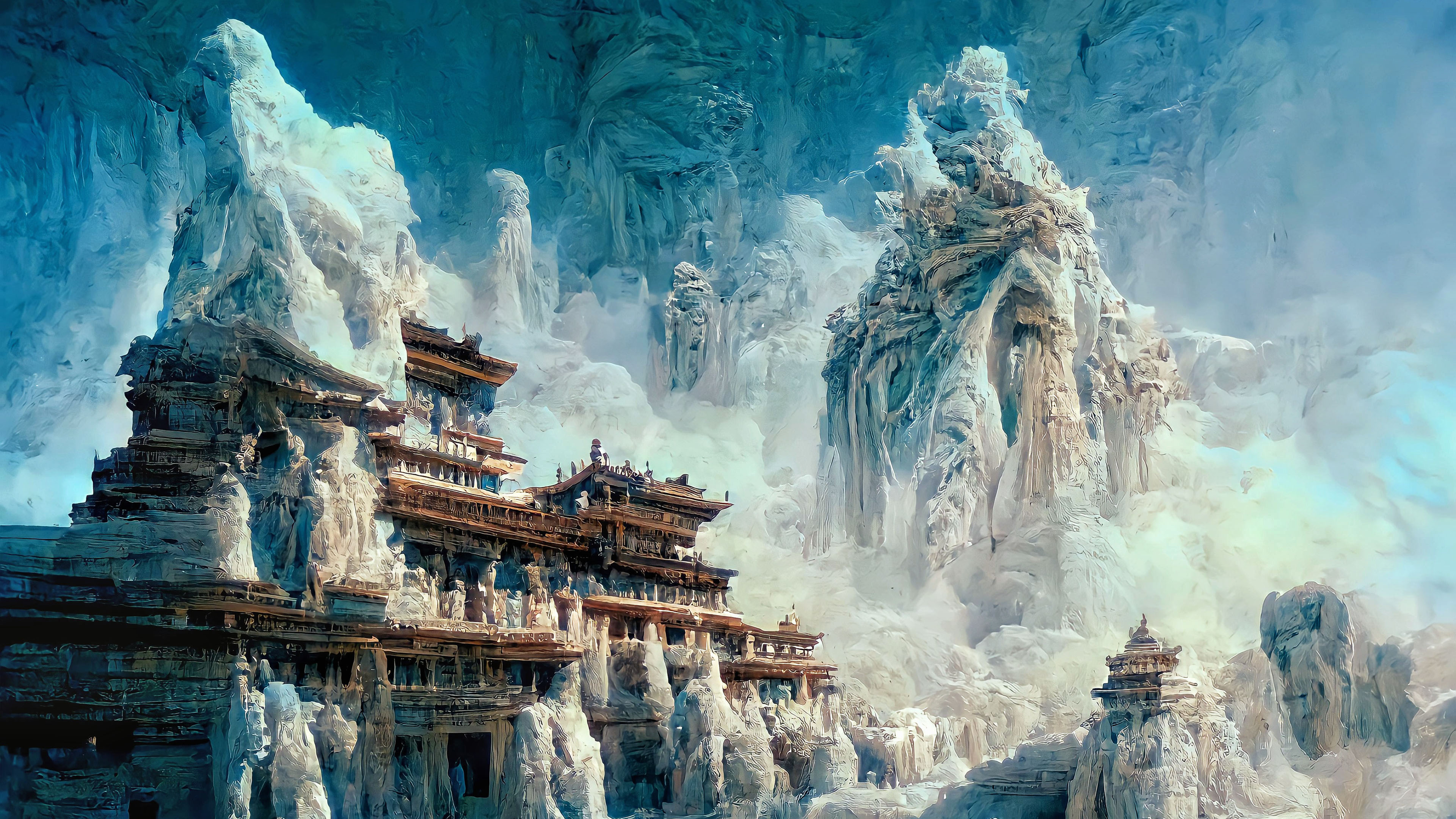 冰川,昆仑,寺庙,雪山