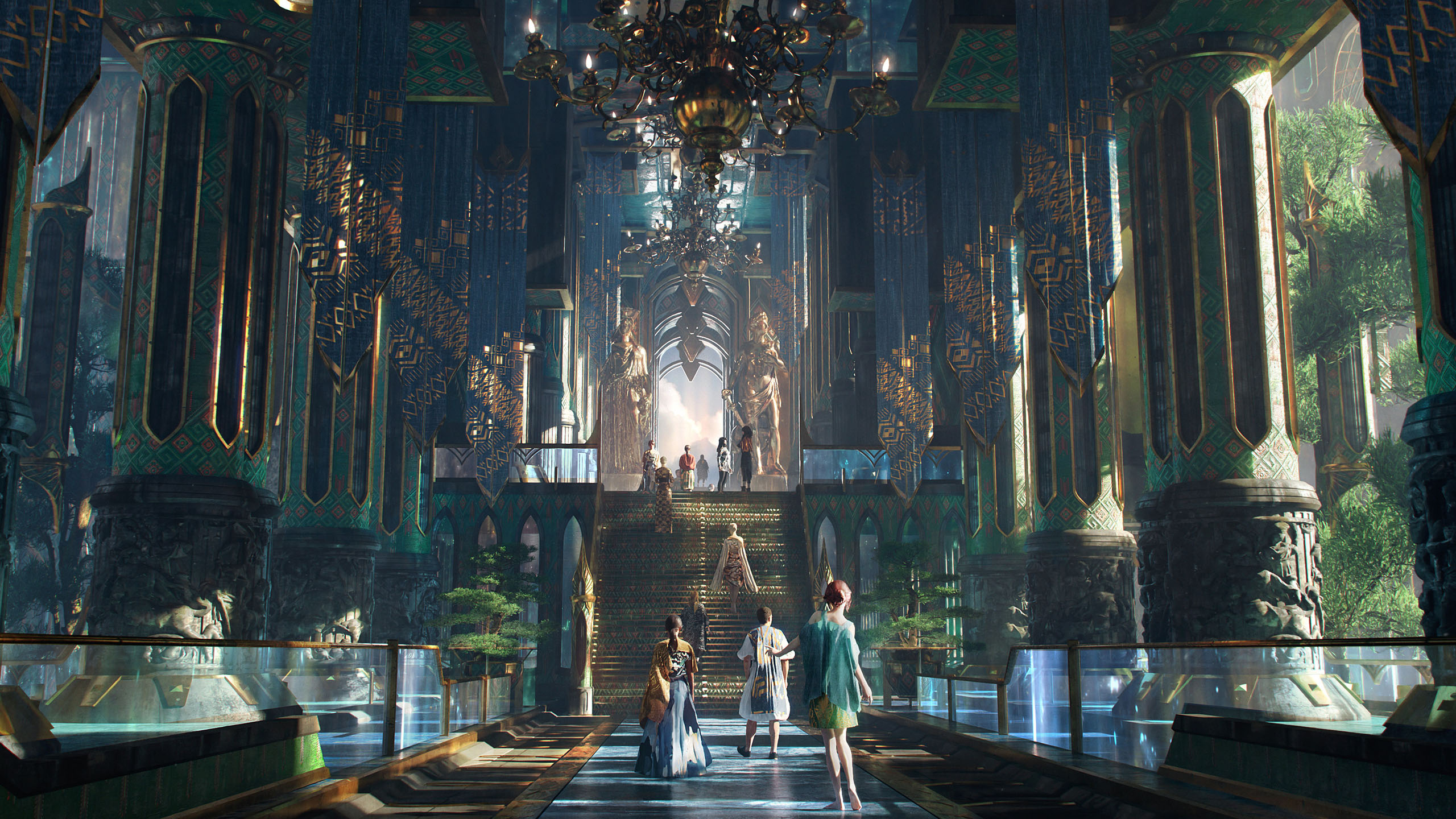 庭院,宫殿,金碧辉煌