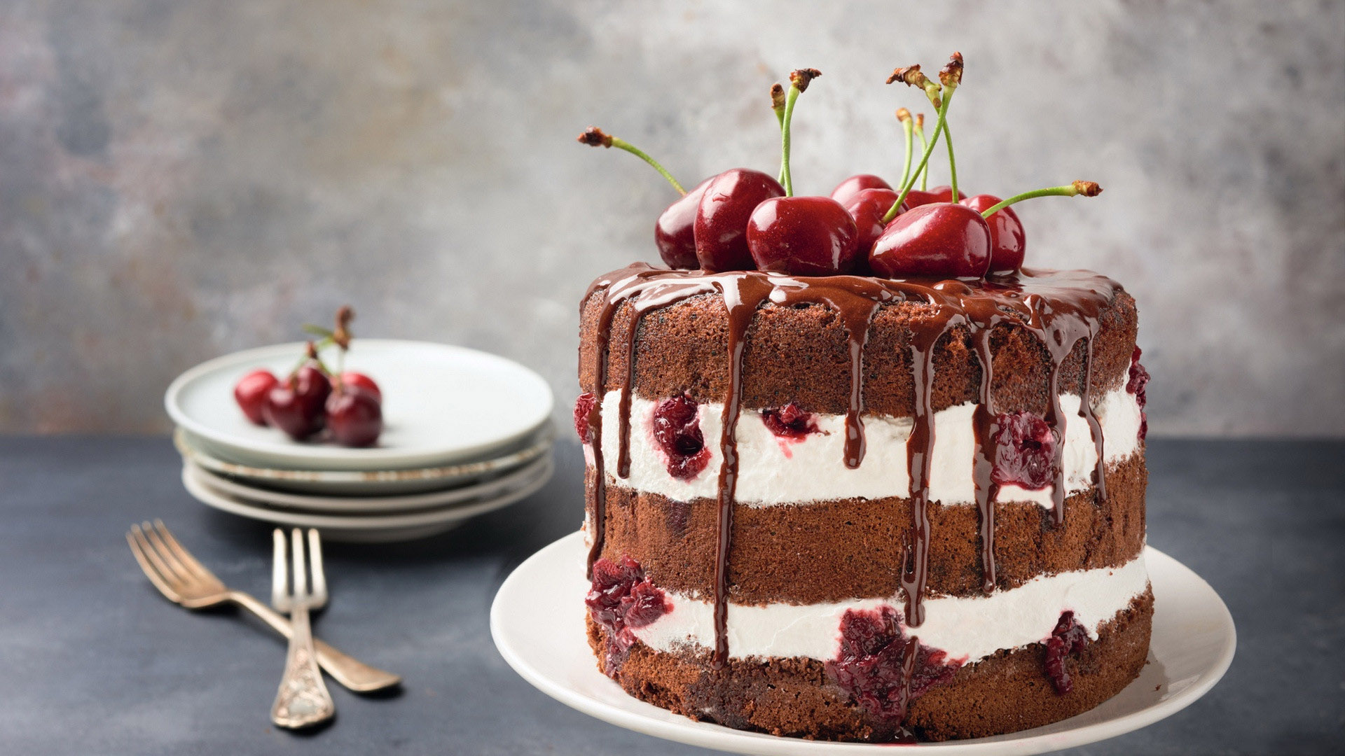 舒缓压力,蛋糕,车厘子,巧克力