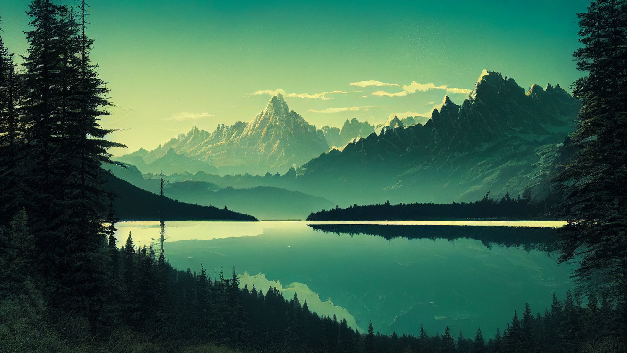 森林,湖泊,童话,倒影