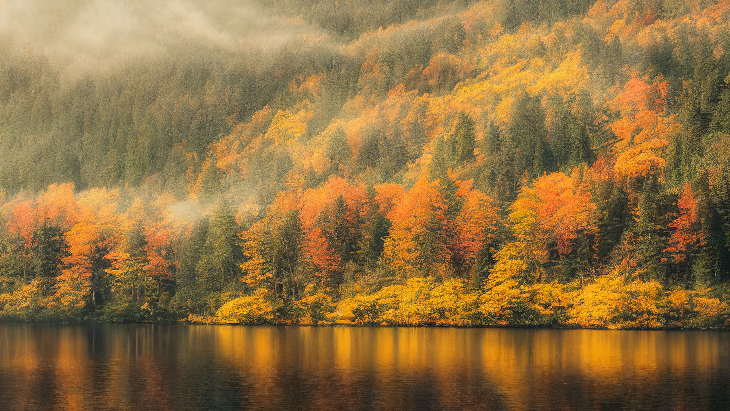 秋意正浓,树林,倒影,五彩林