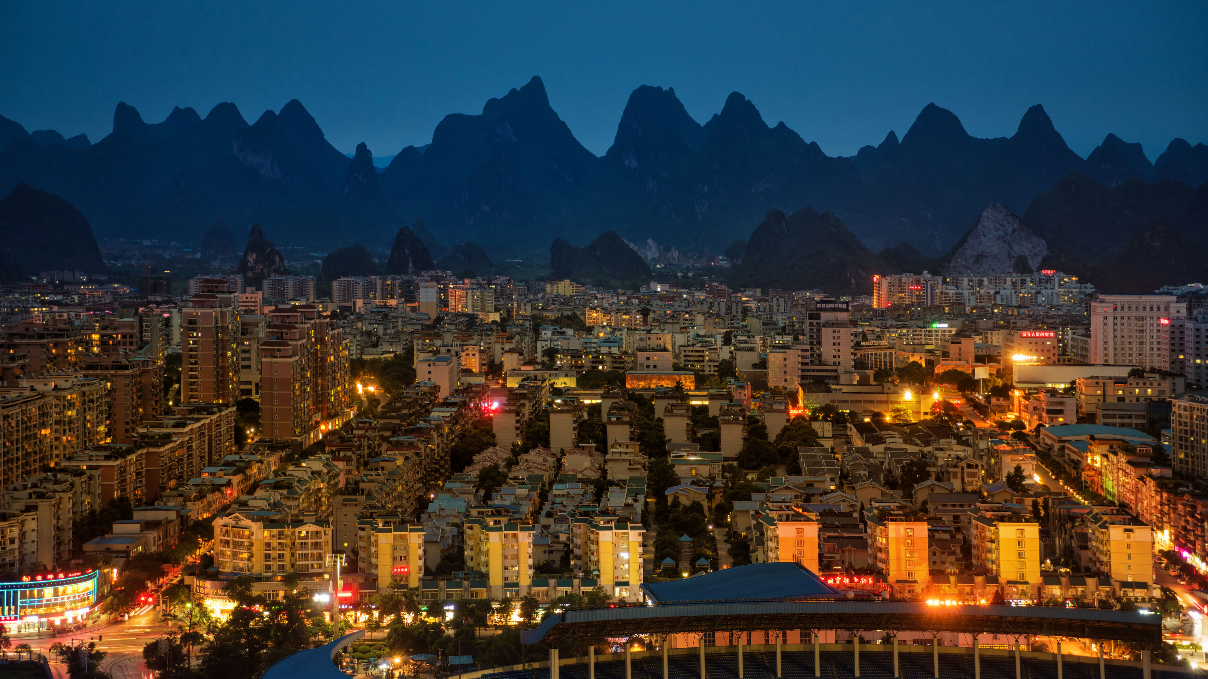 城市夜景,桂林山水,灯光