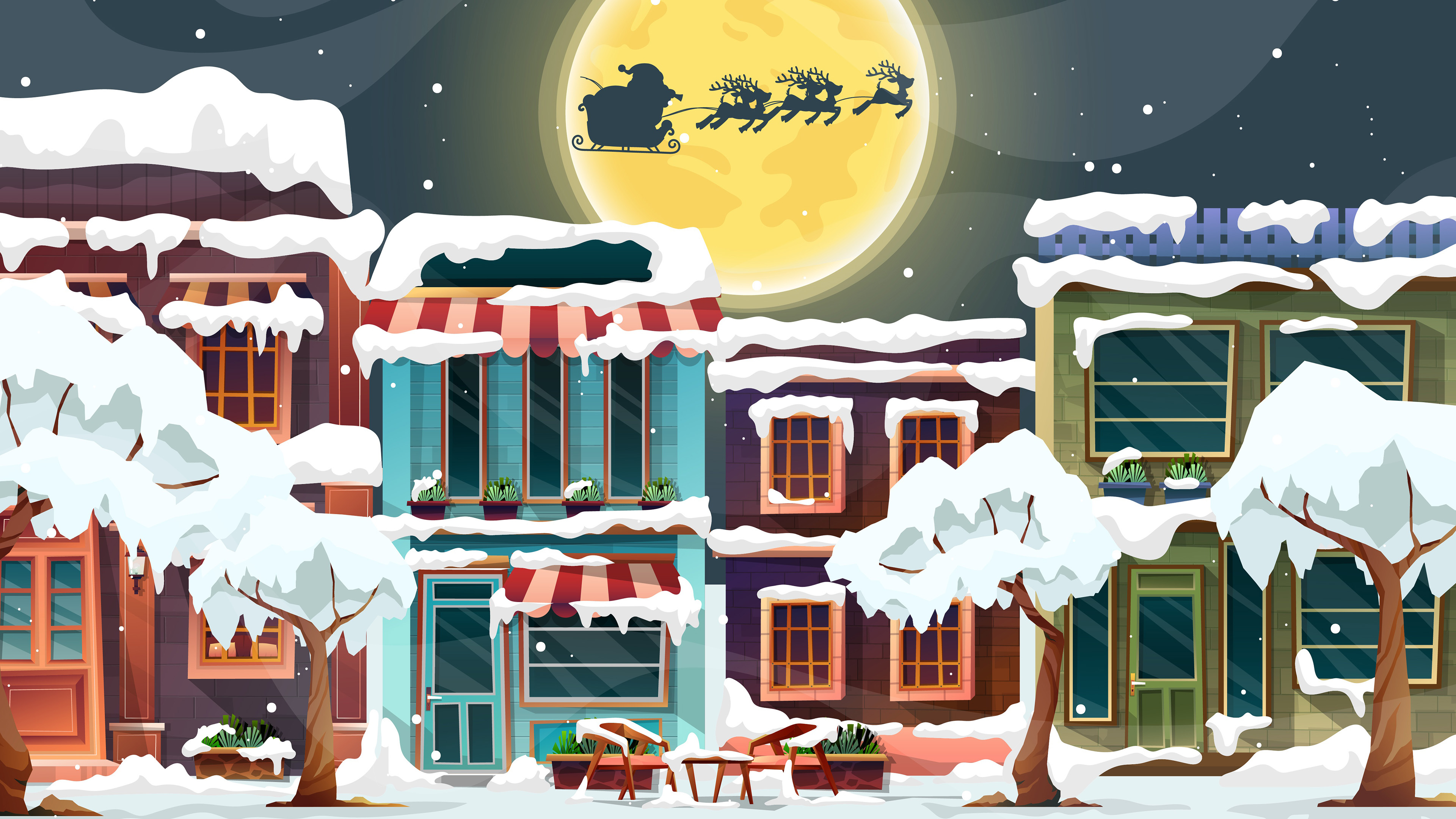 圣诞节,圣诞老人,麋鹿,雪橇