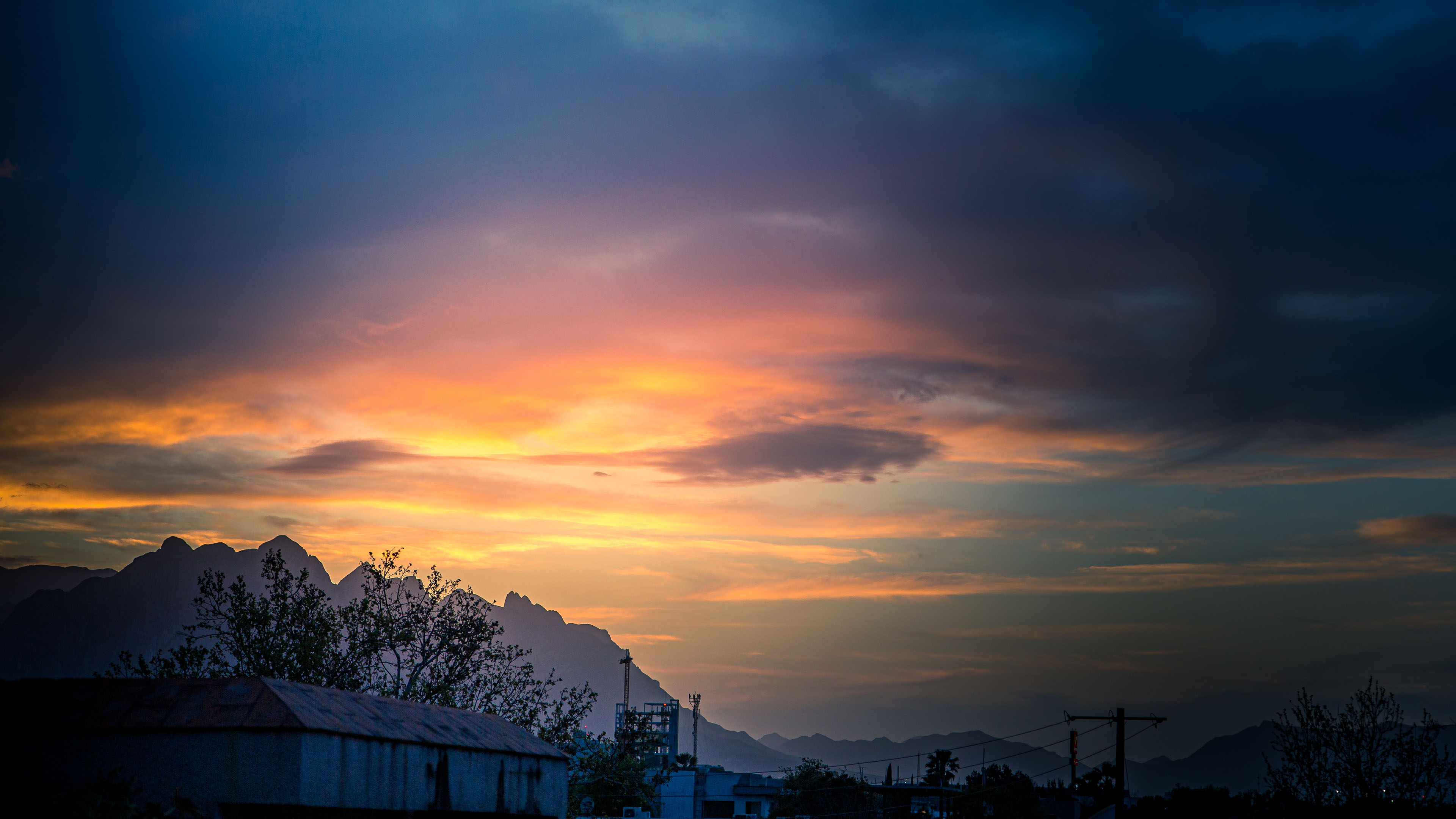 落日余晖,晚霞,火烧云