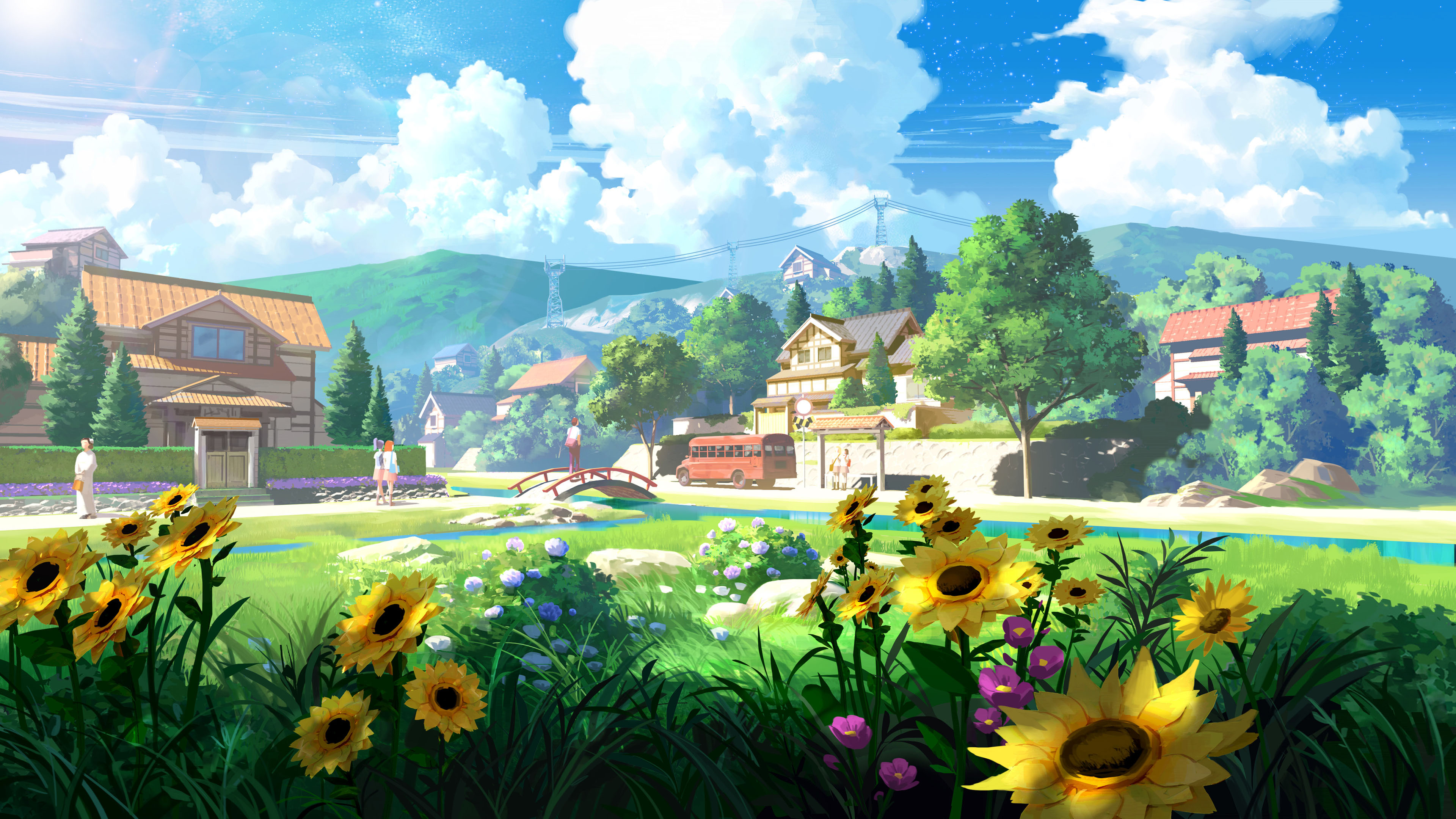 村庄,向日葵,温馨,家园