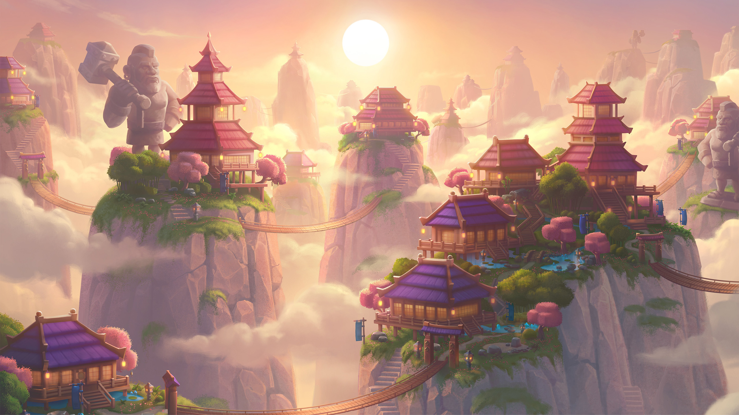 冲突,吊桥,仙境,雕像