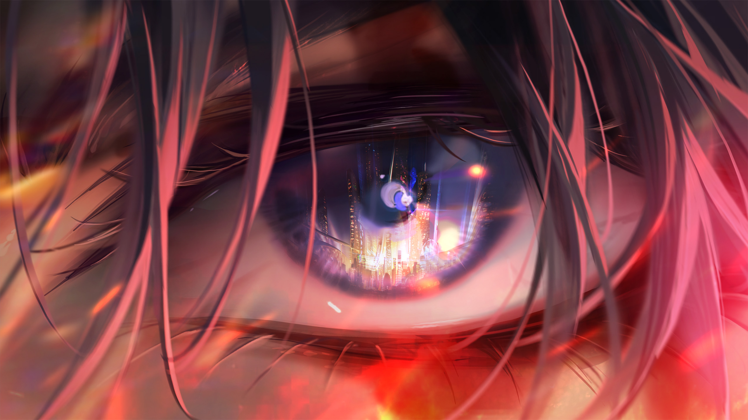 眼睛,火焰,刘海