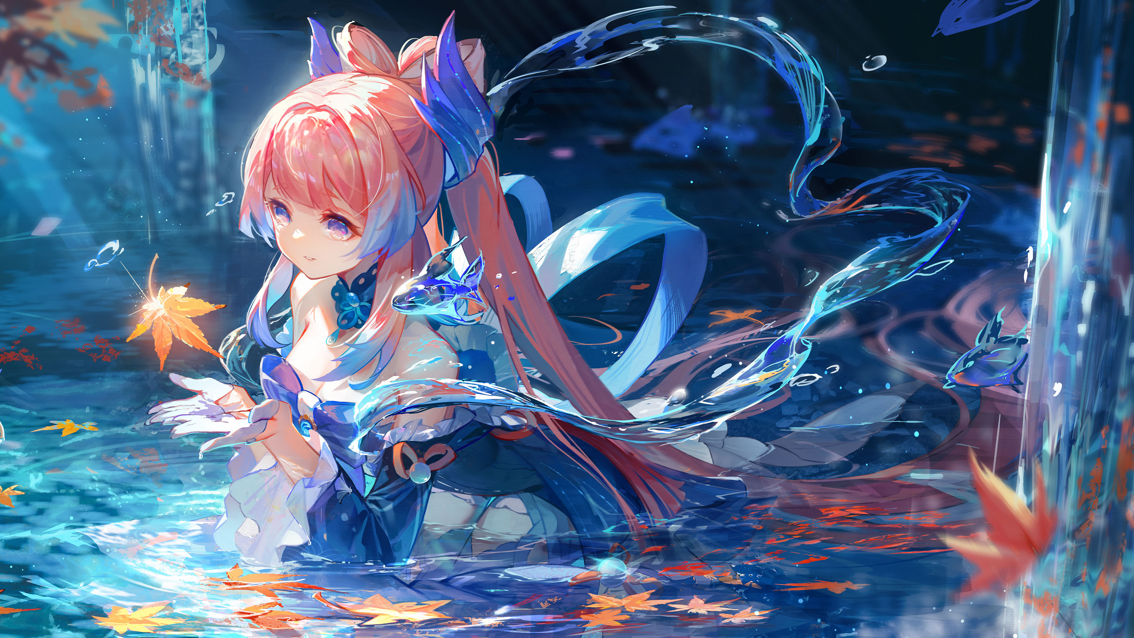 落叶,枫叶,水潭,精灵,公主