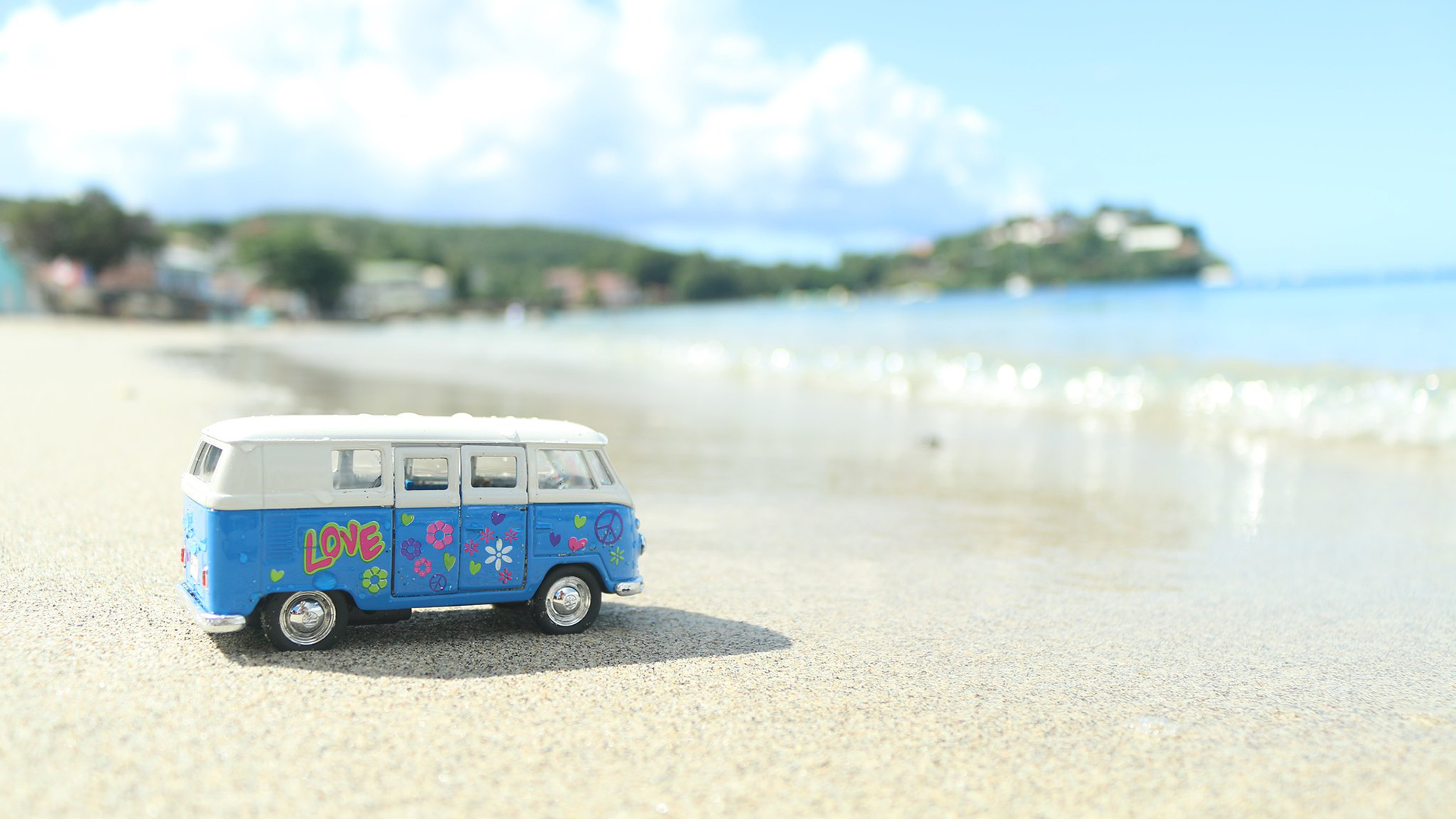 静物写真,玩具车,沙滩,海浪