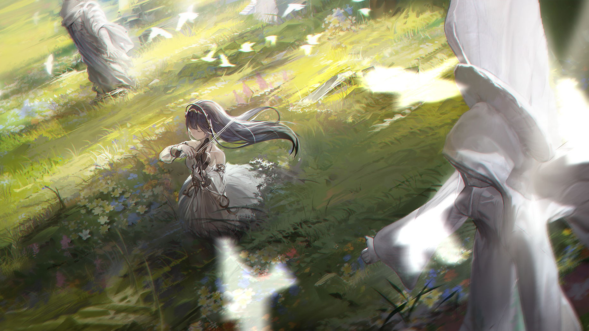 白鸽,雕像,小提琴