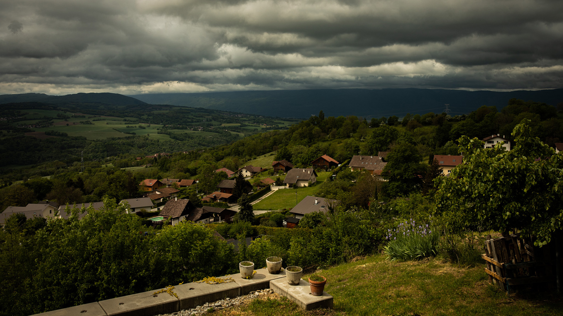 自然风光,乡村,山坡,乌云