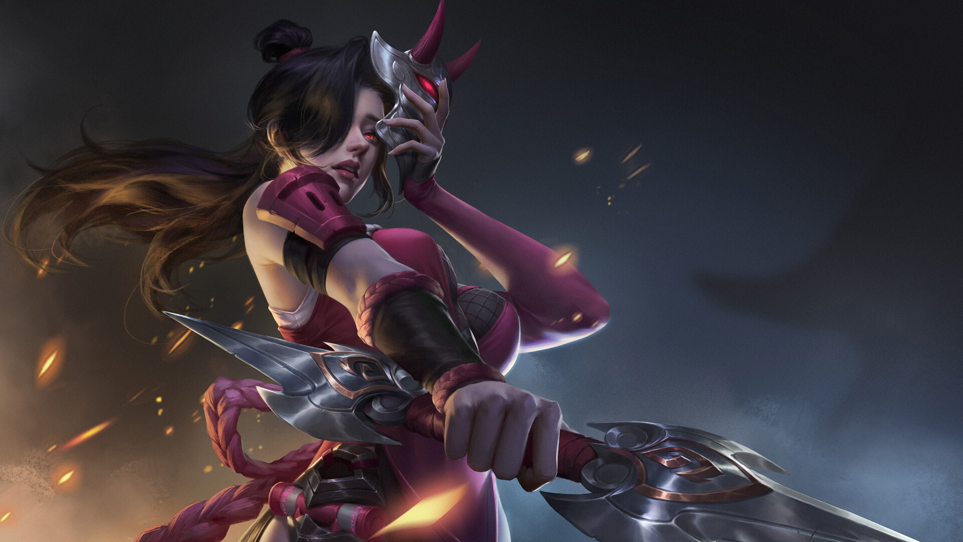 面具,红眼睛,战斗,剑