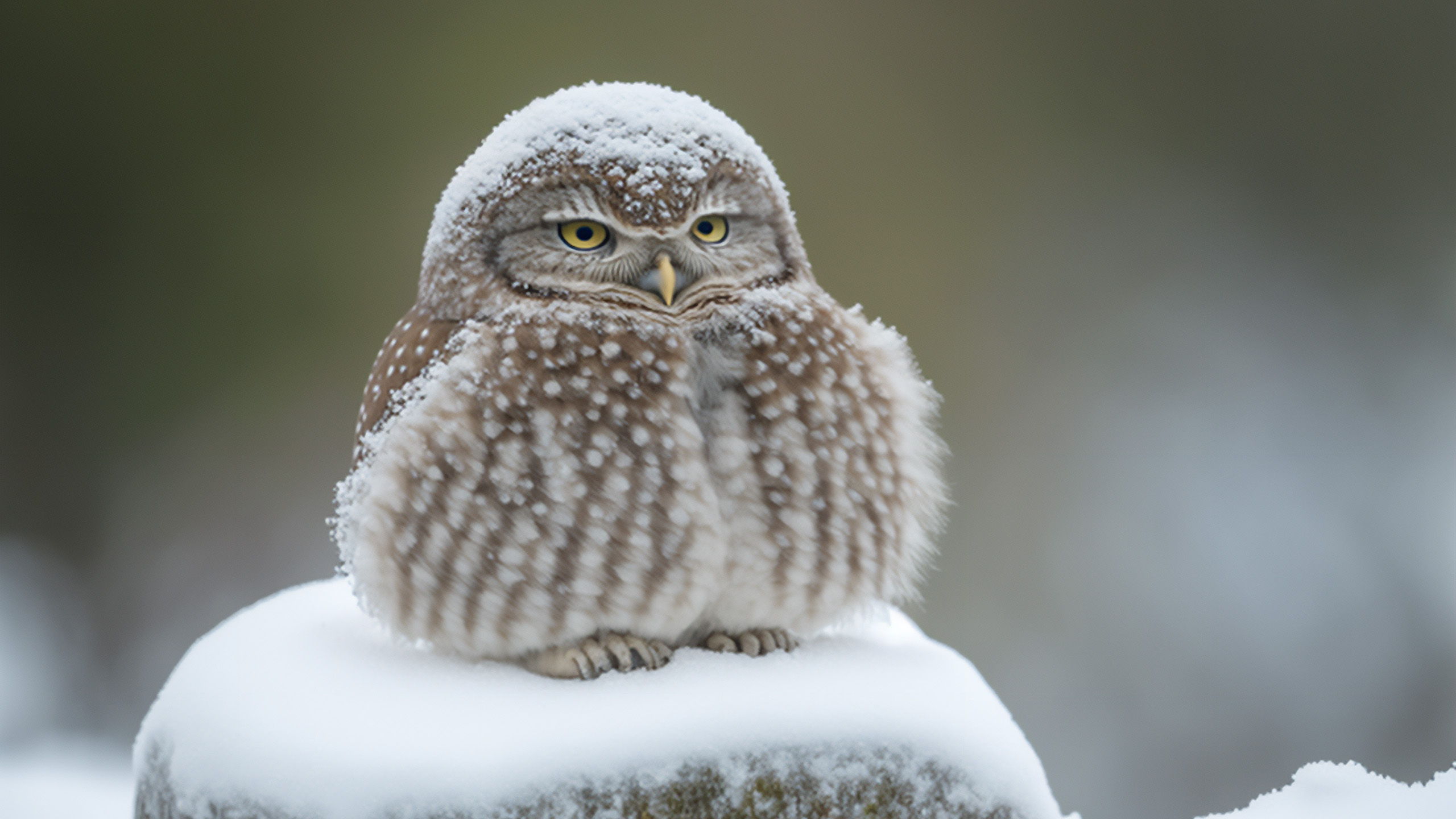 小鸟天地,猫头鹰,大雪,可爱
