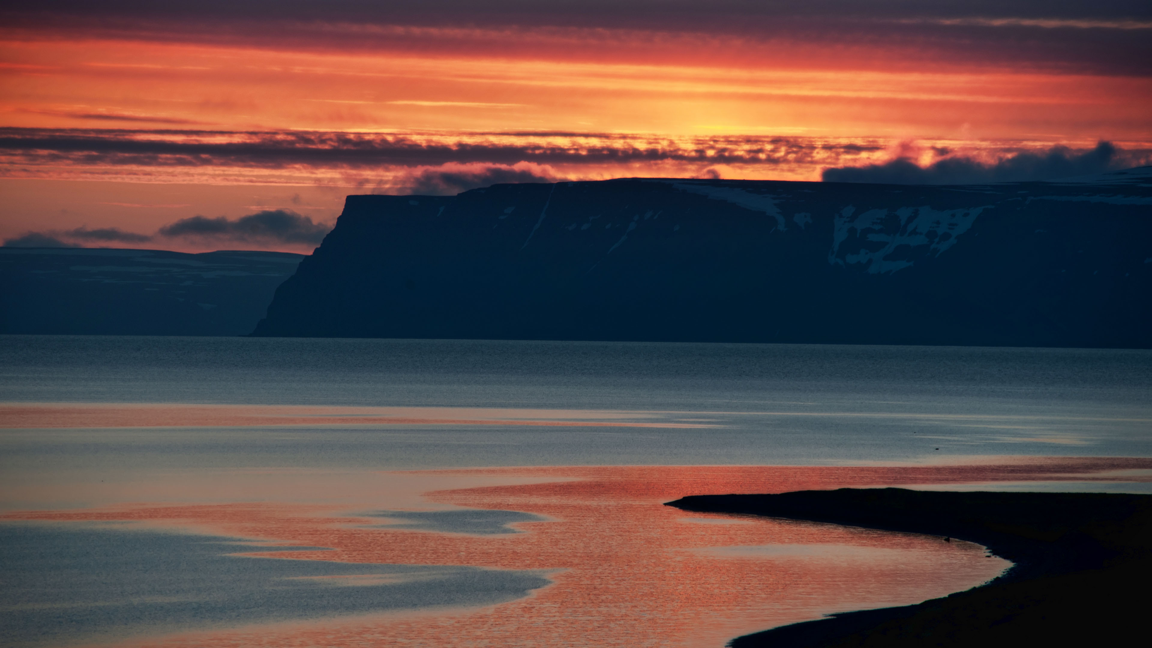 落日余晖,夕阳,海岸,晚霞