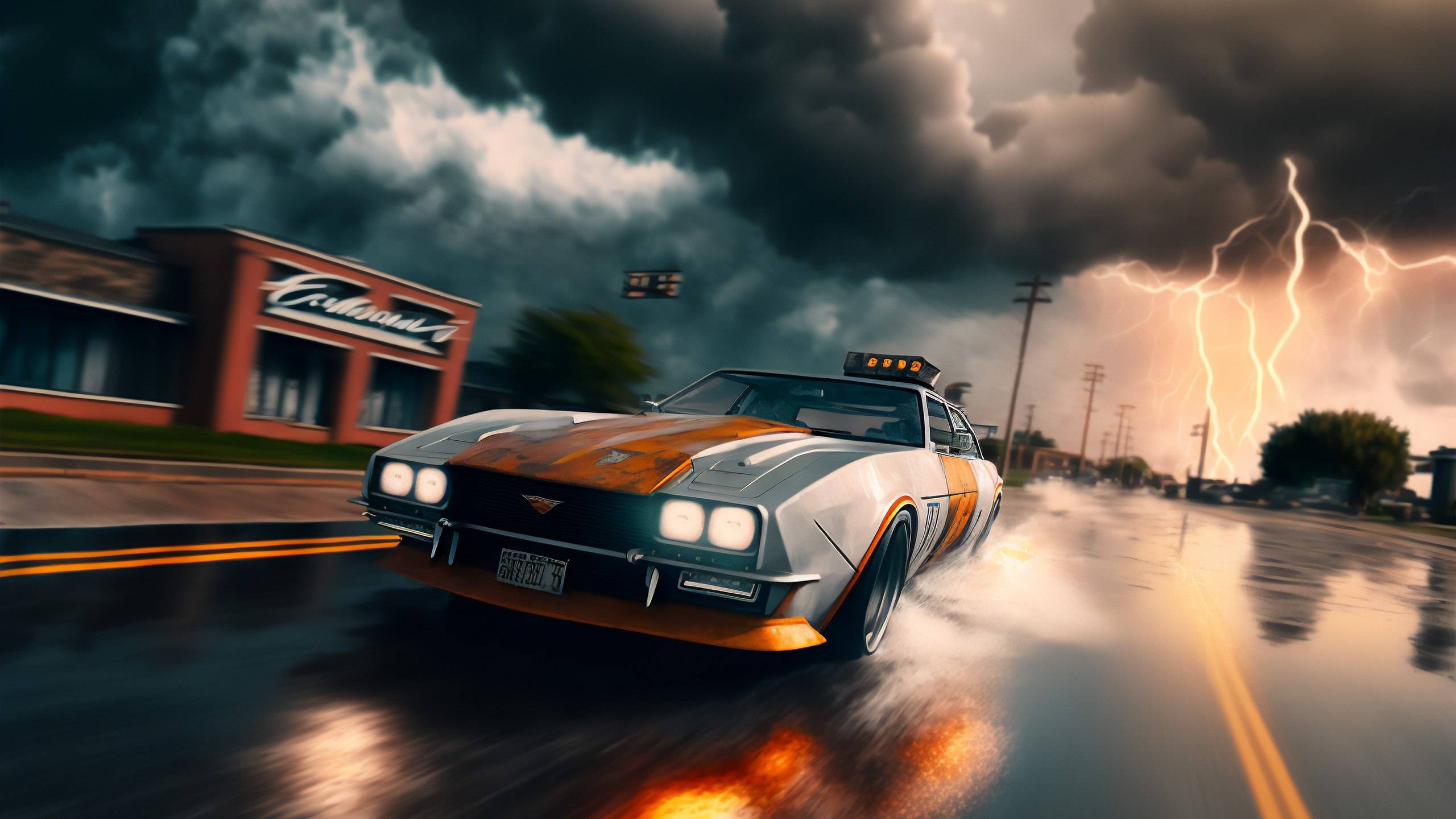 赛车,闪电,乌云,速度