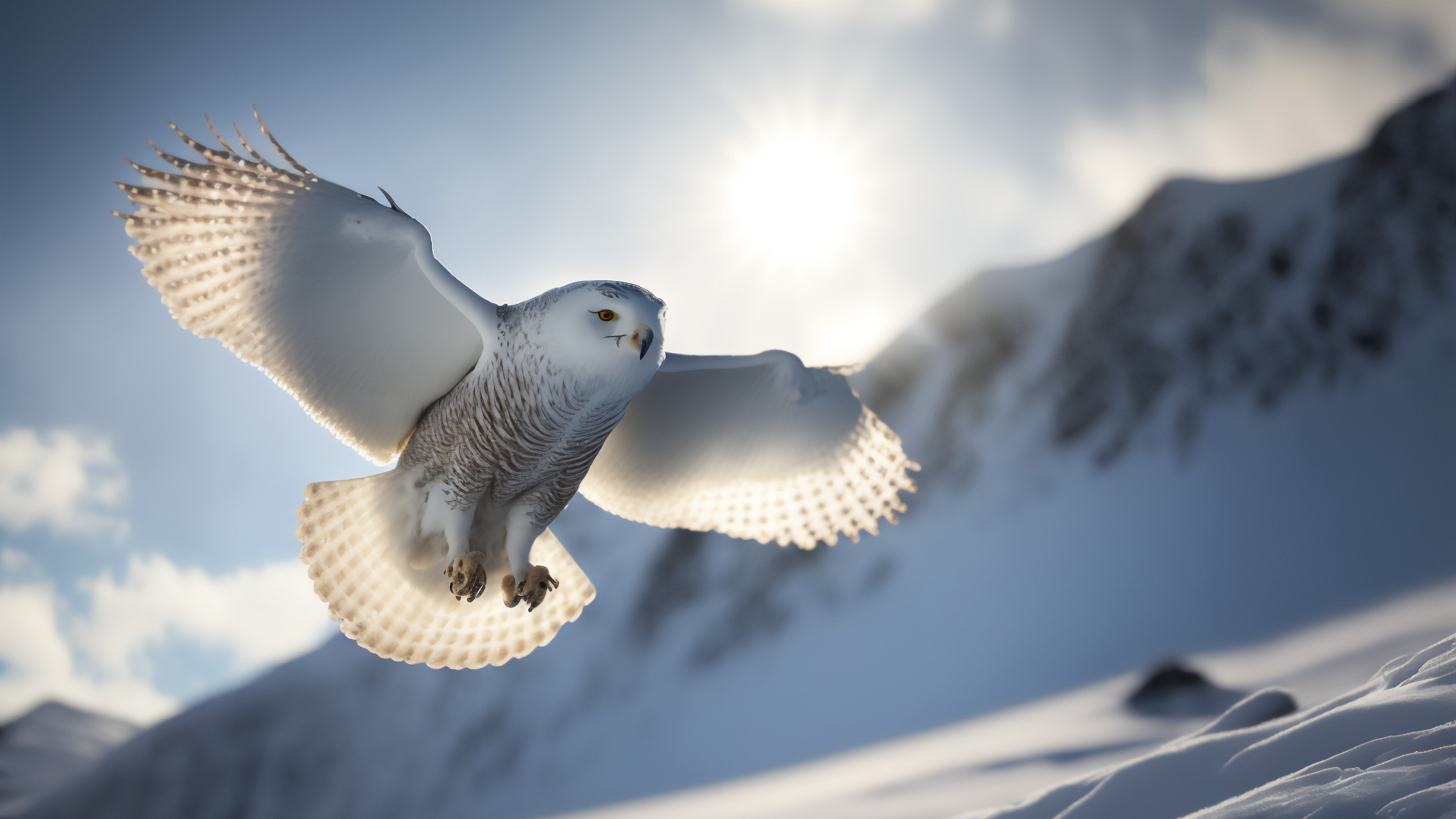 猫头鹰,雪山,飞翔,展翅