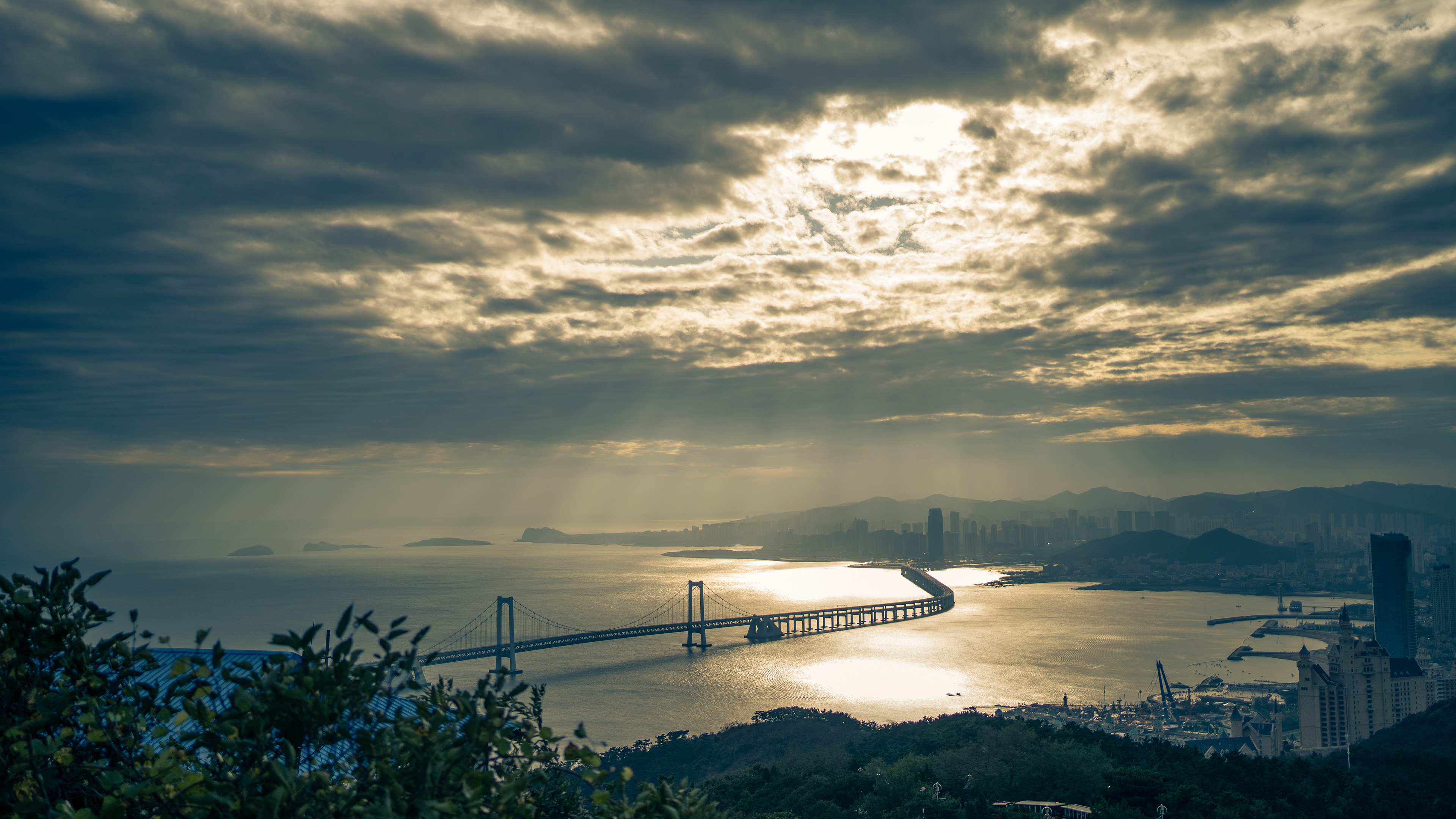 城市夜景,大连,跨海大桥,金光万丈