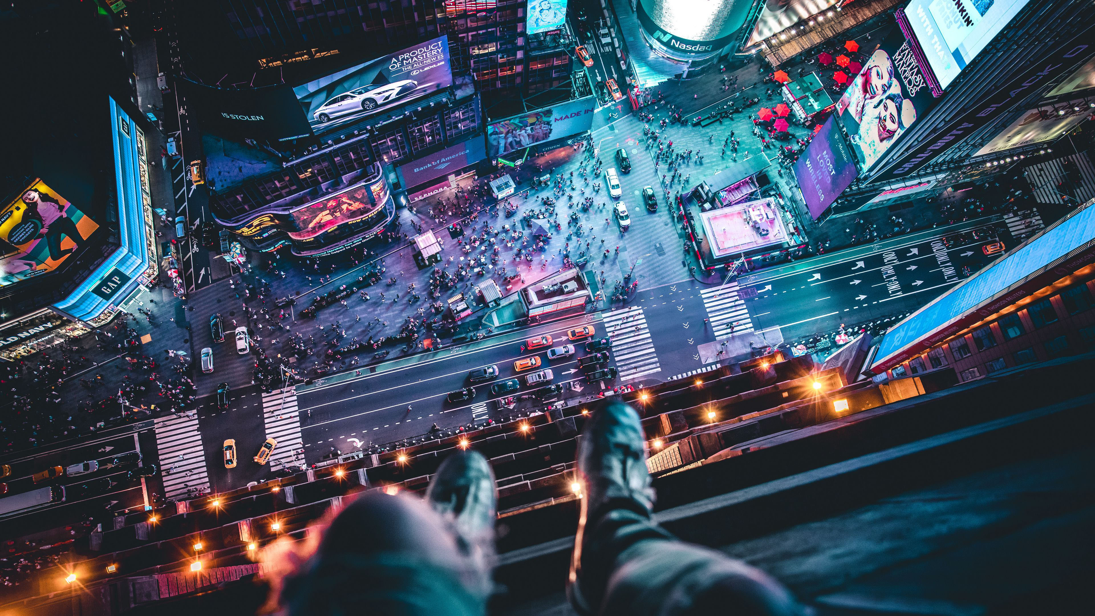 城市夜景,高楼,纽约,人群