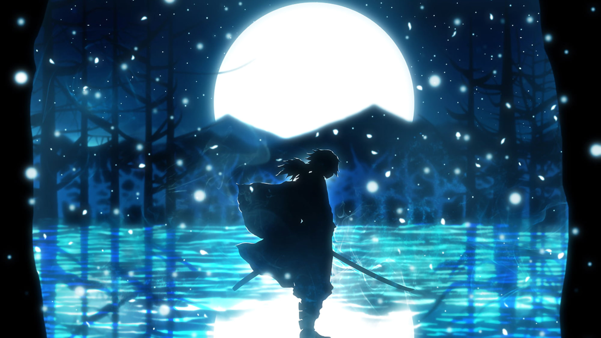 鬼灭之刃,月亮,倒影,水柱