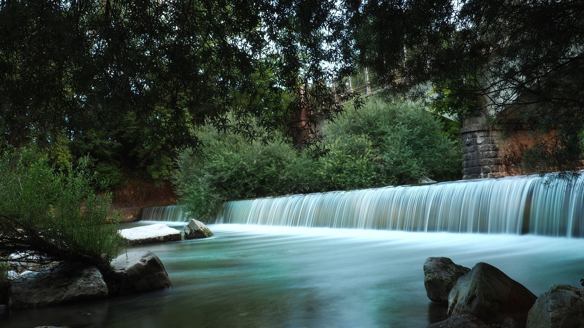 自然风光,瀑布,森林,流水