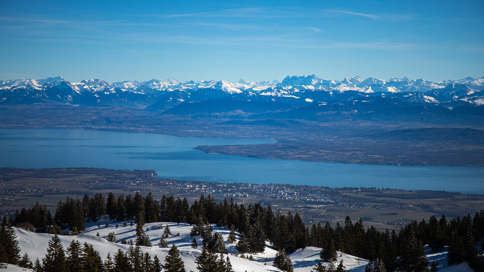 冰天雪地,树林,雪山,大江