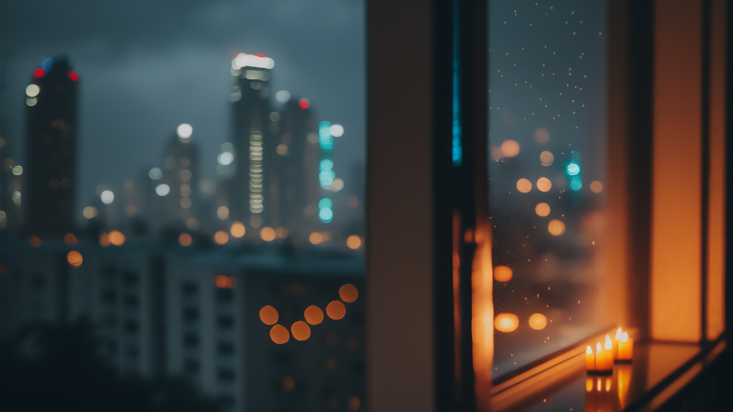 灯光,雨夜,窗户,蜡烛