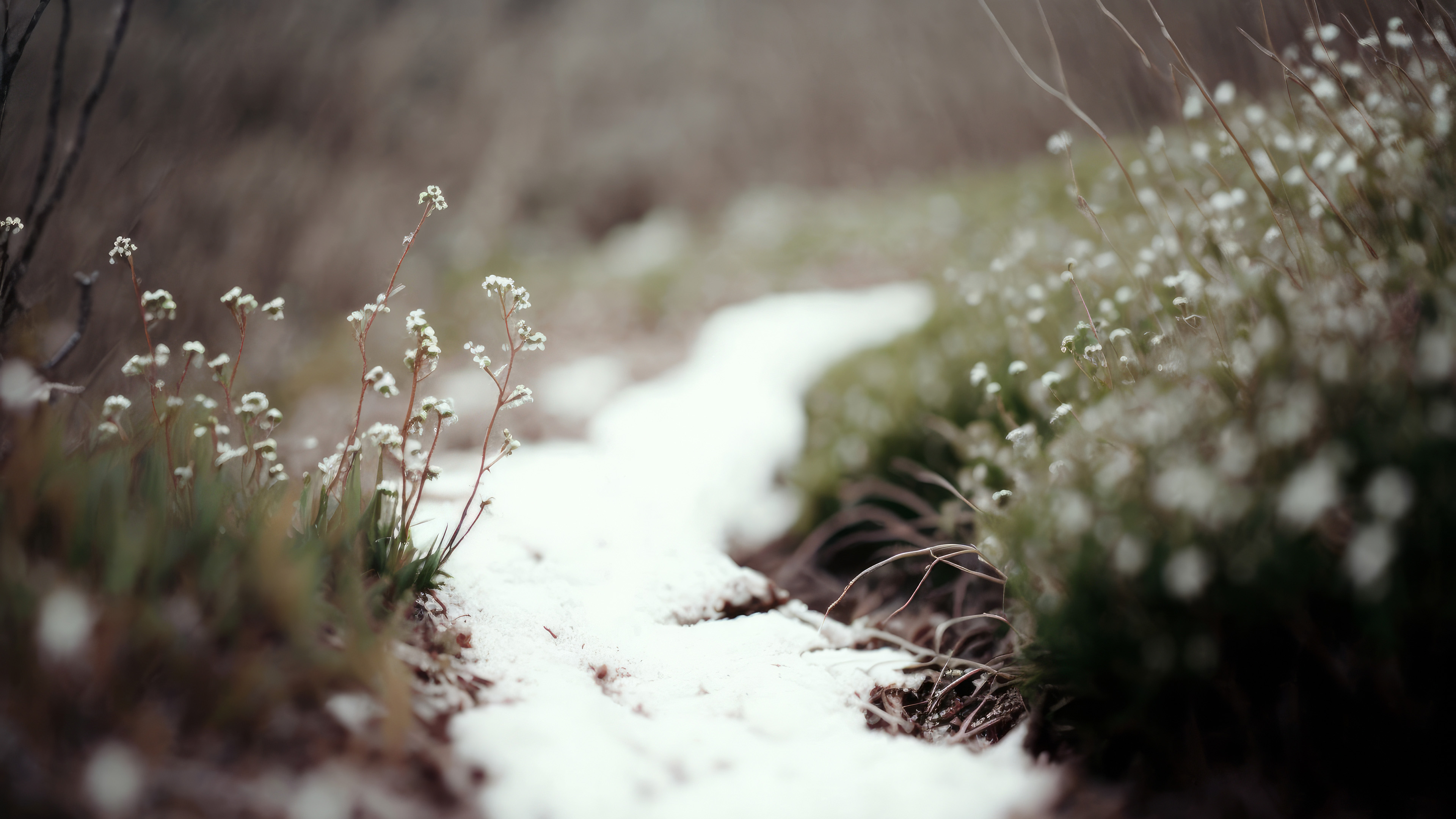 小野花,花丛,小路,光影