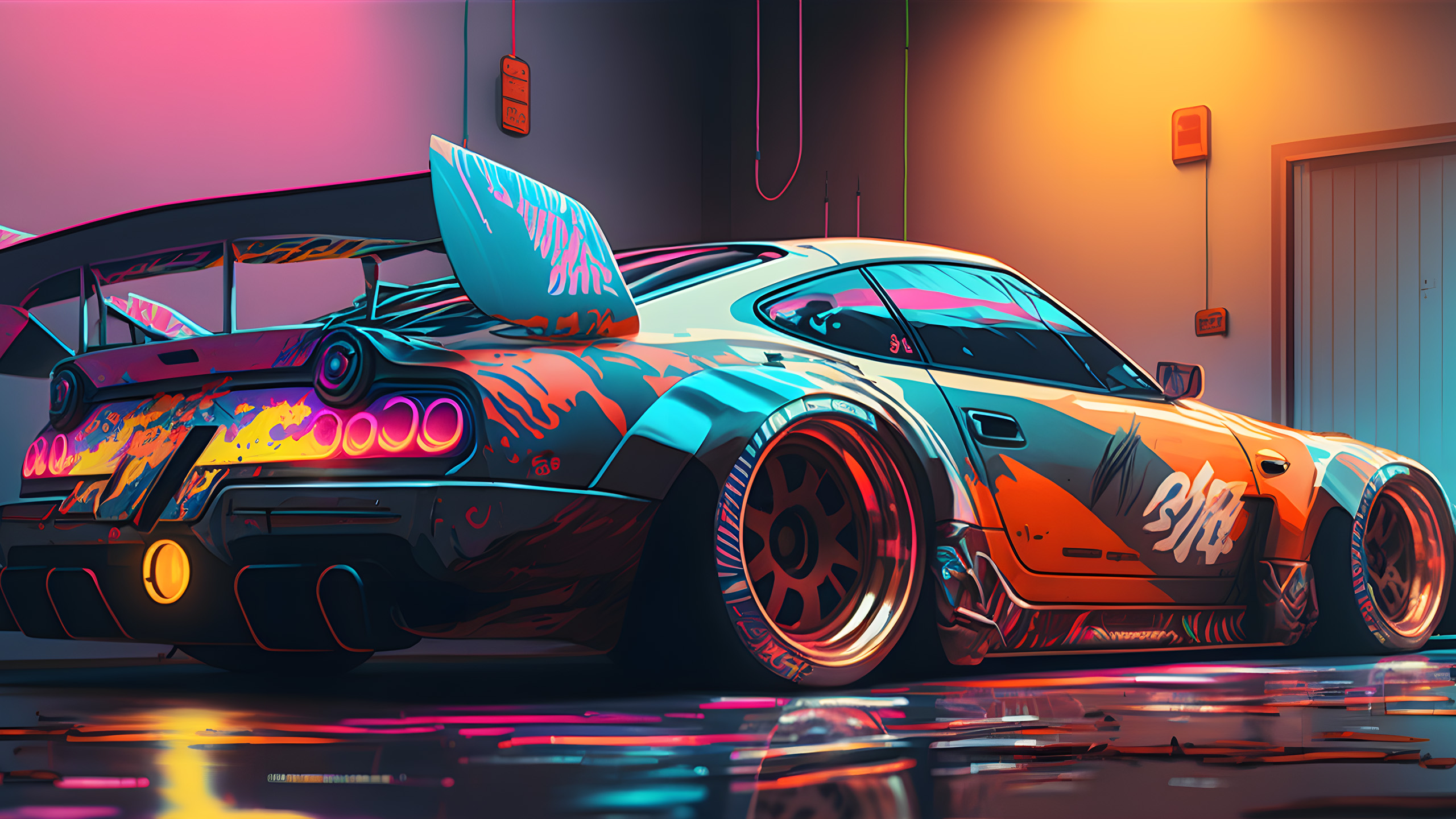 赛车,涂鸦,跑车,尾翼,炫酷