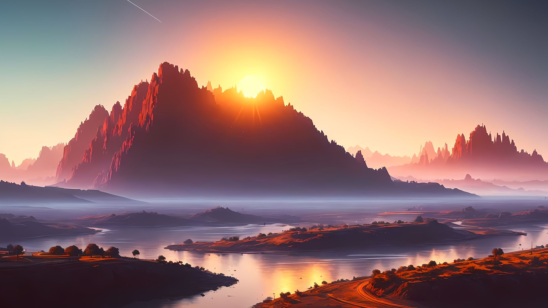 山川,日出,云雾,江山