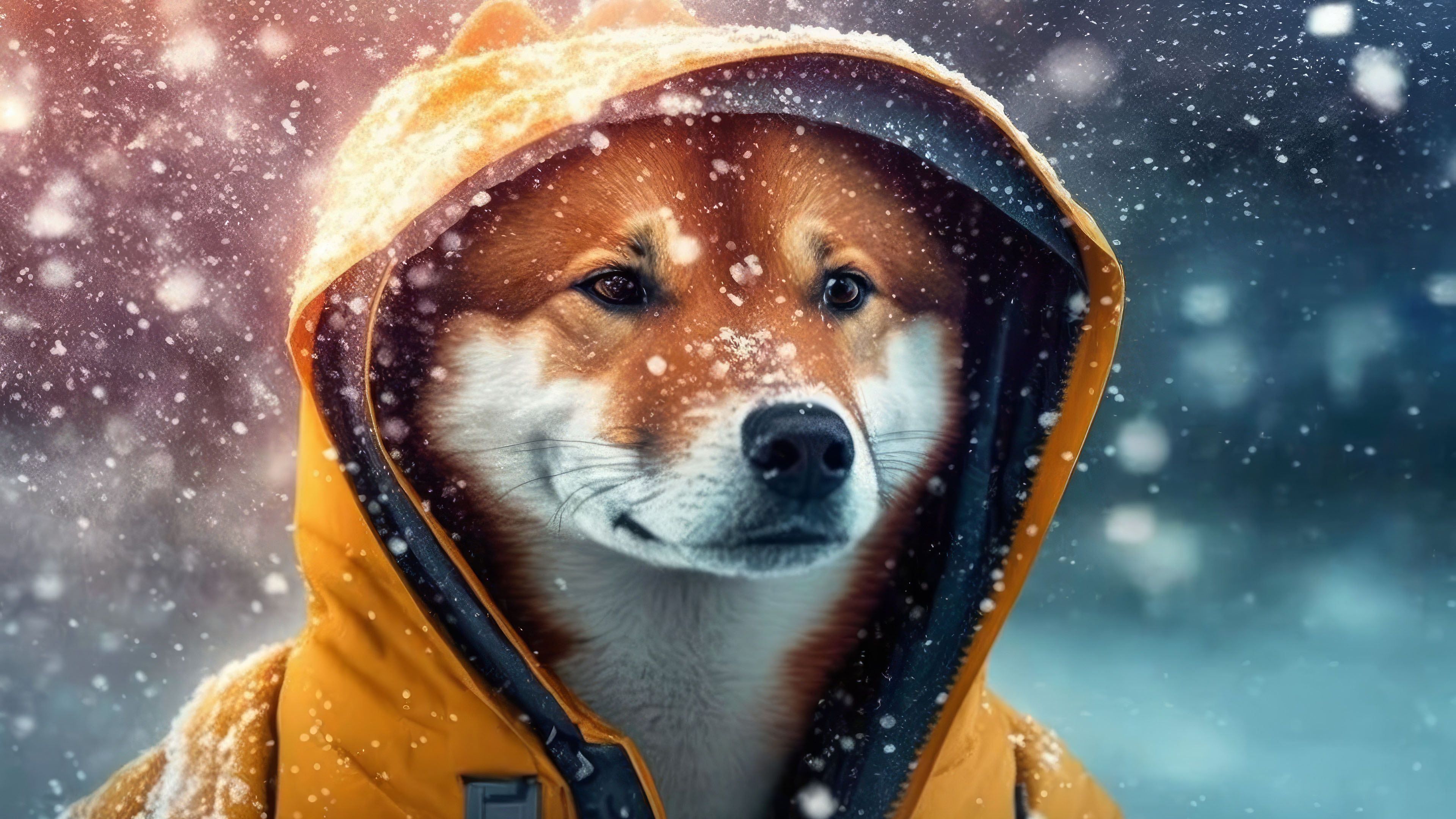 狐狸,大雪纷飞,帽子