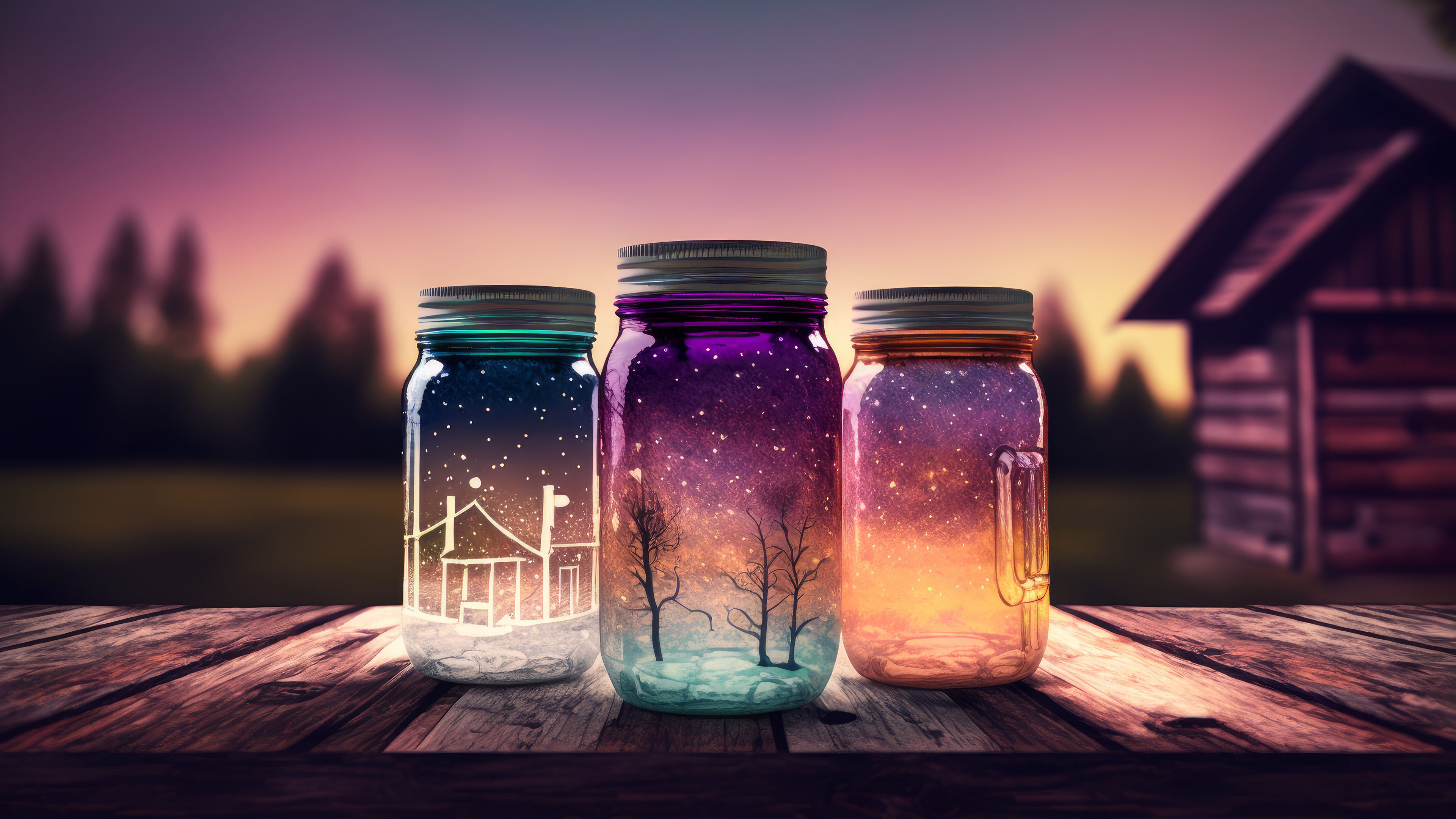 瓶子,魔法,梦幻,晚霞,浪漫