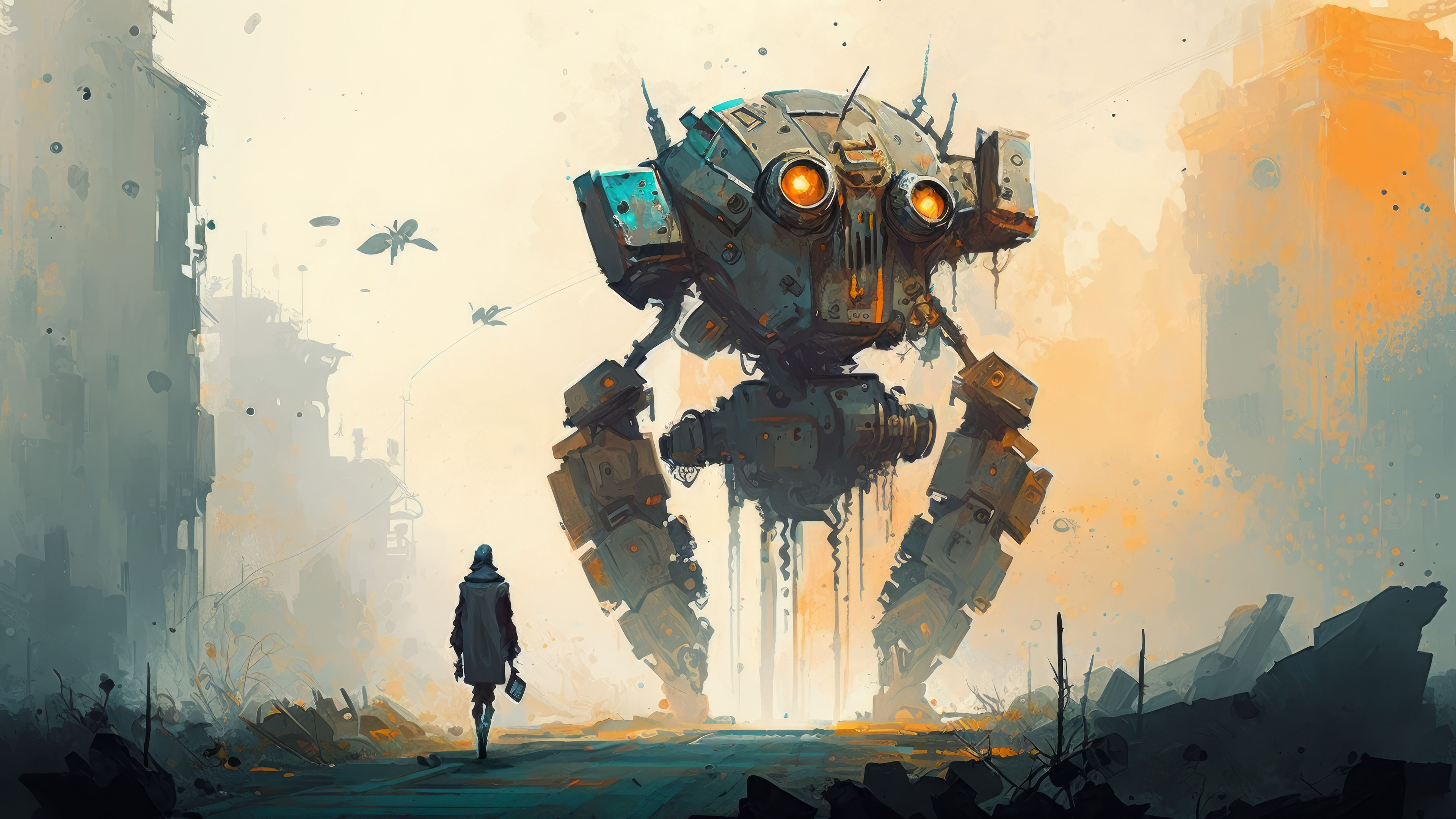 机器人,废墟,战场,凄凉