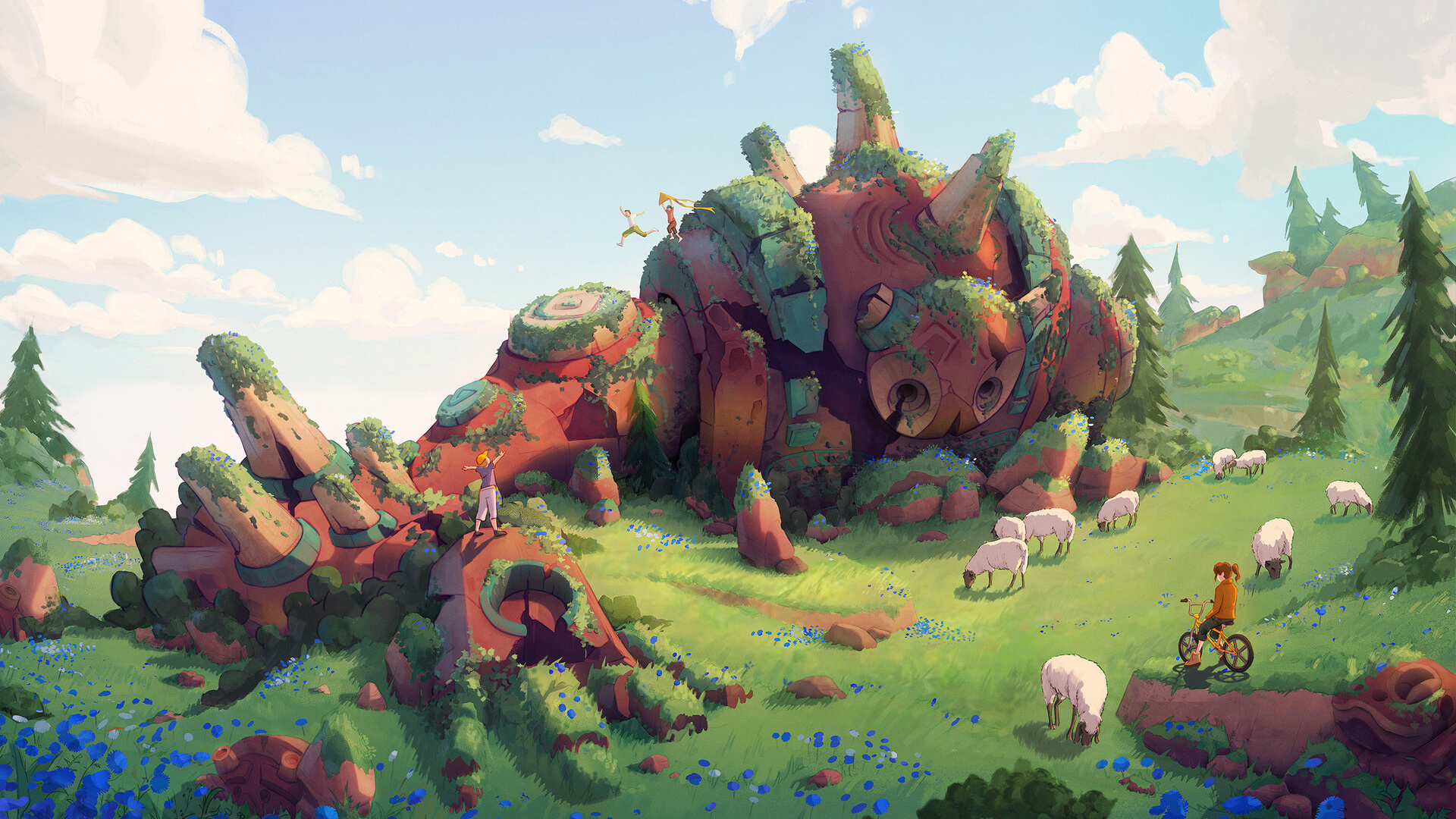 遗迹,山羊,自行车,玩耍