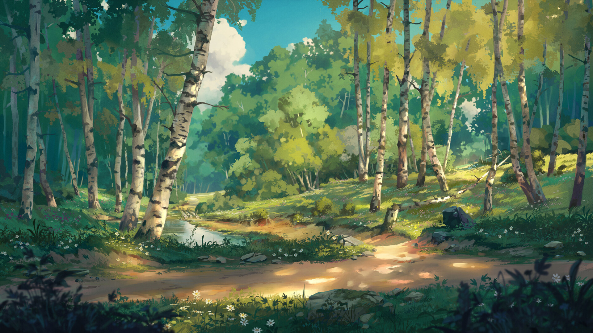 树林,小溪,童话,温馨