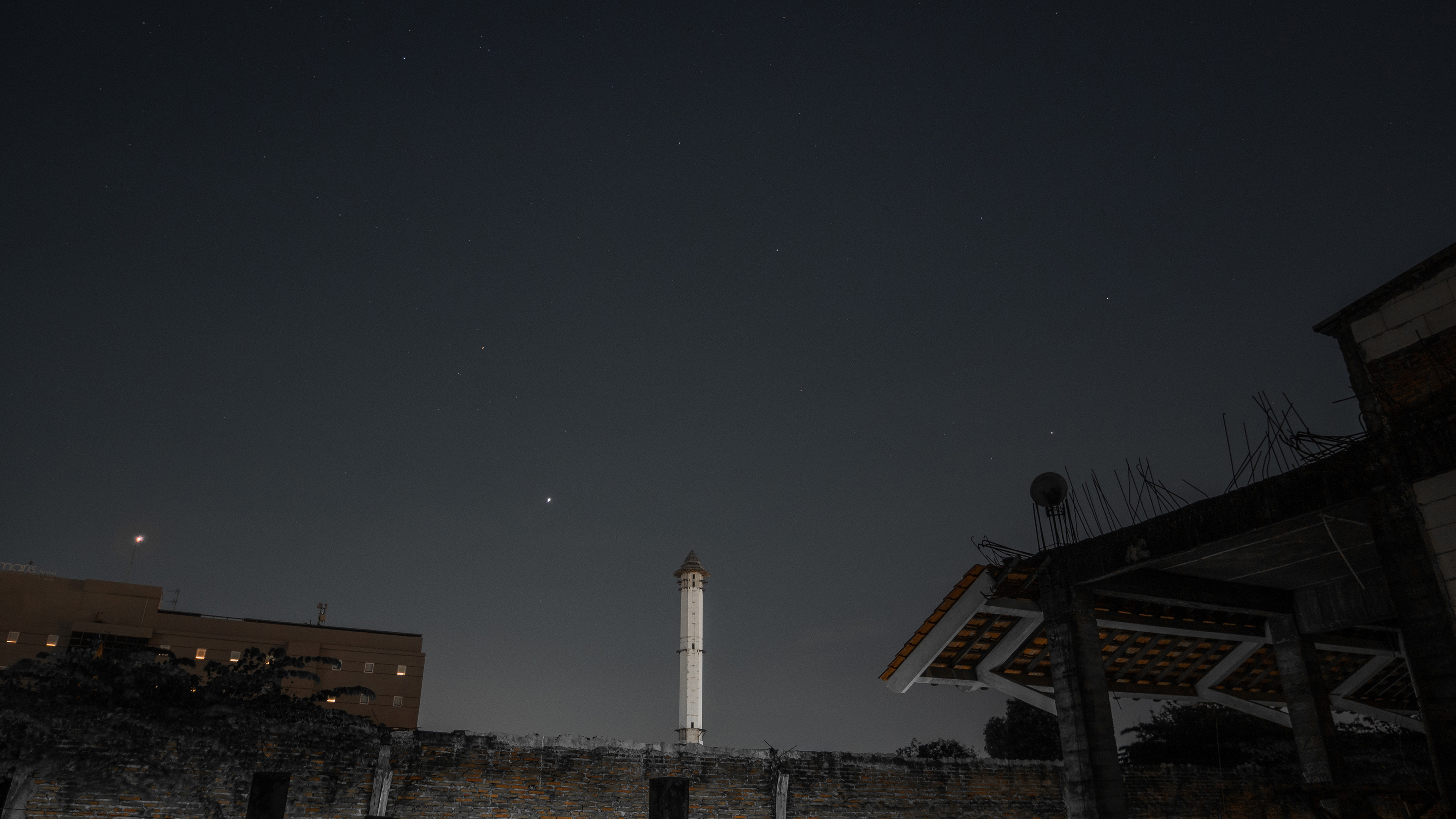 城市夜景,灯塔,夜空,繁星