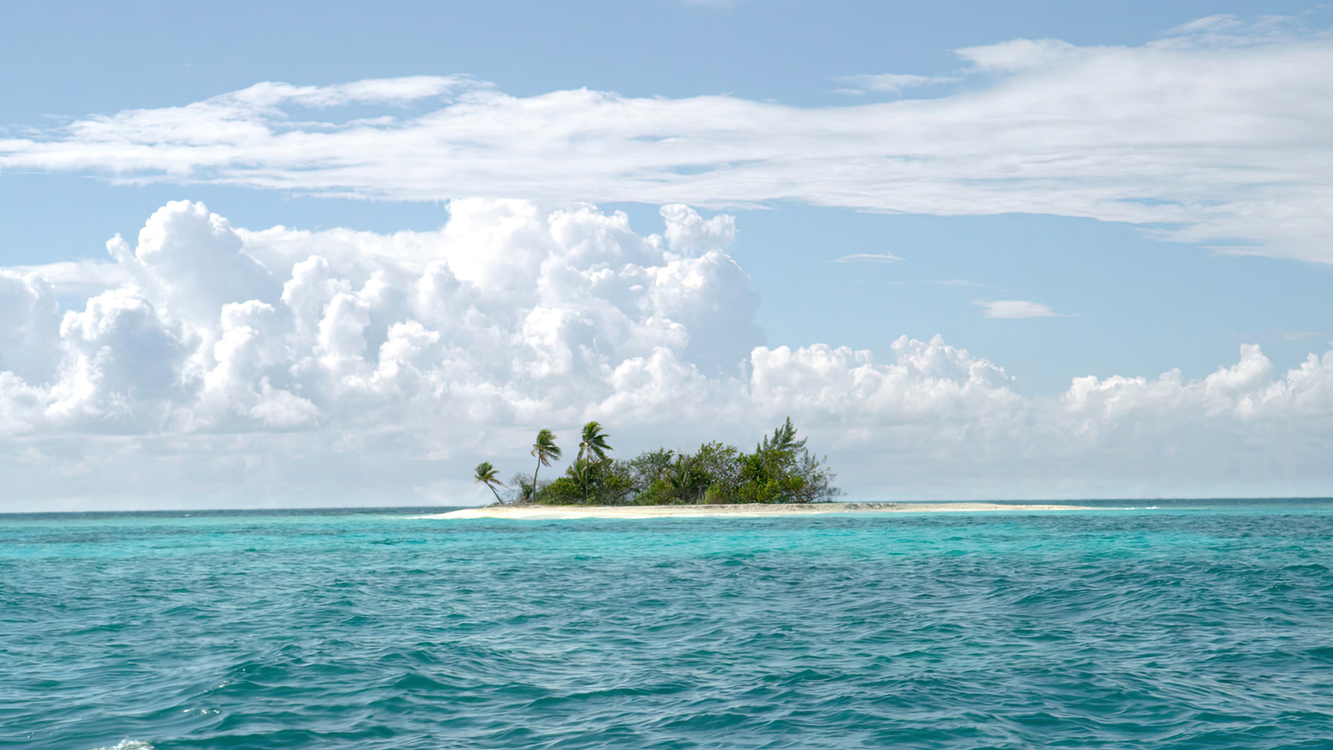 海洋天堂,小岛,白云,海浪