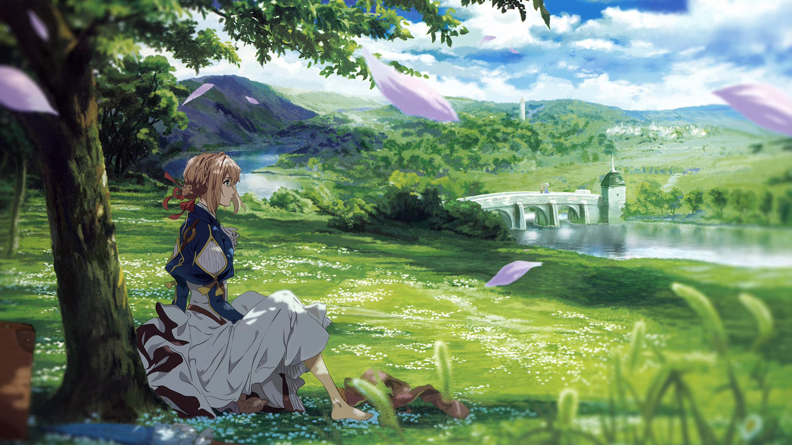 紫罗兰的秘密花园,草坪,滑板,河畔