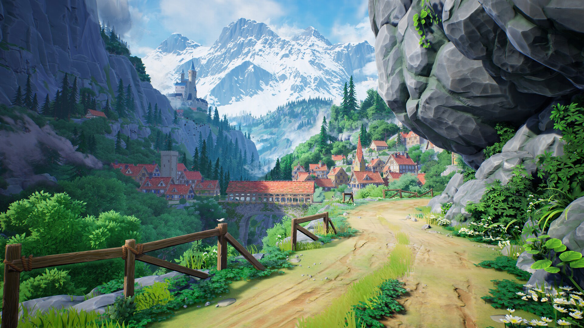 童话,王国,山谷,雪山