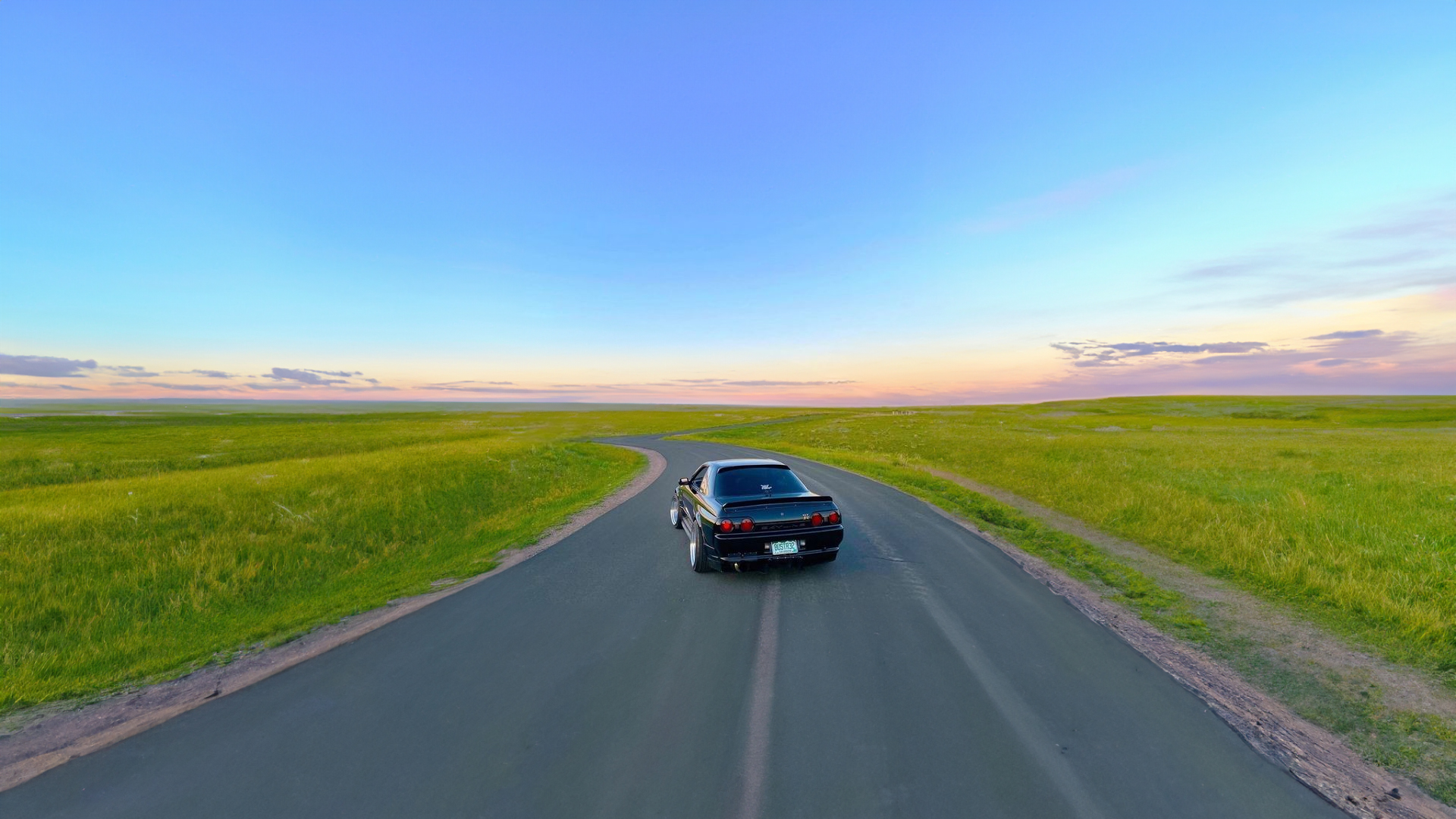 草原,公路,驰骋,日出,晚霞