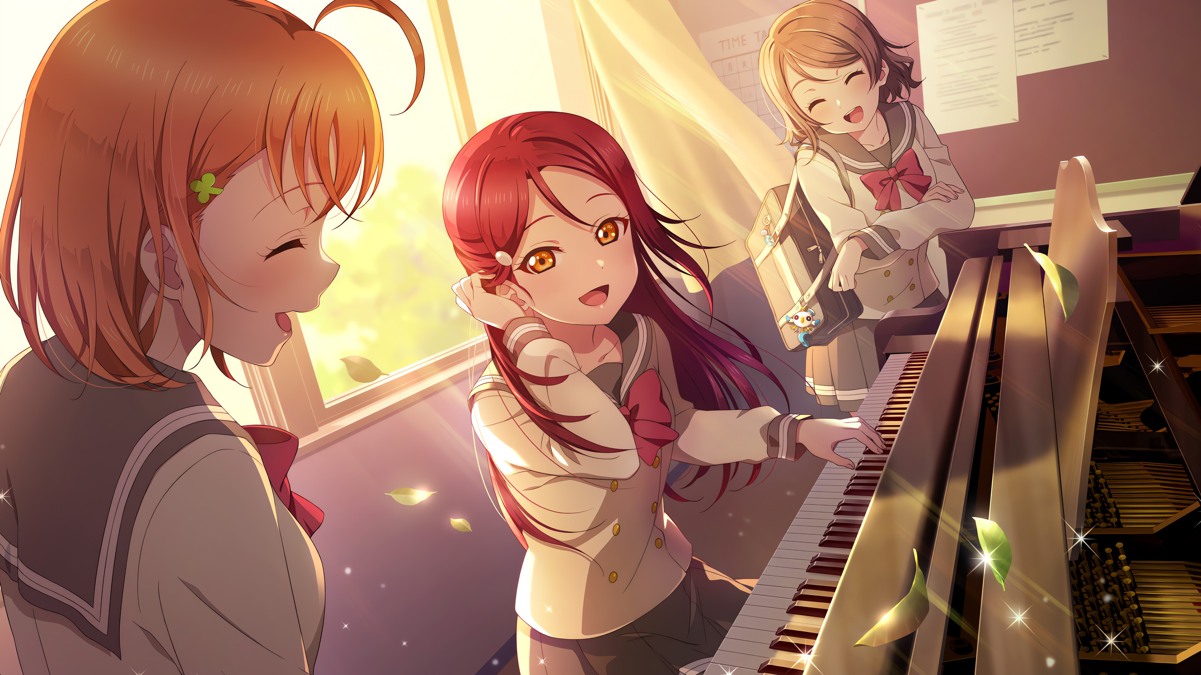 lovelive,钢琴,阳光,教室