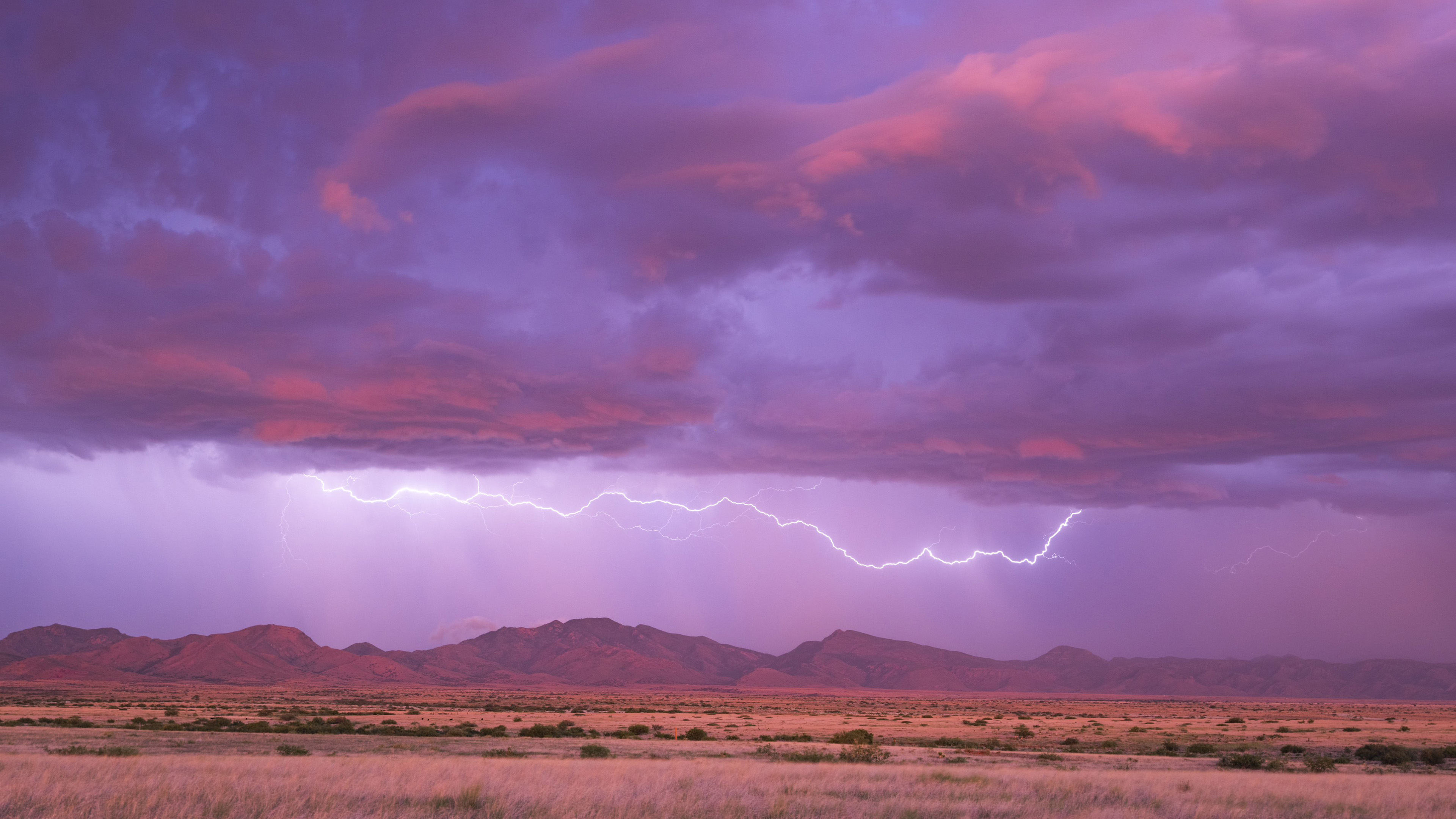 黄昏,闪电,荒漠,风云