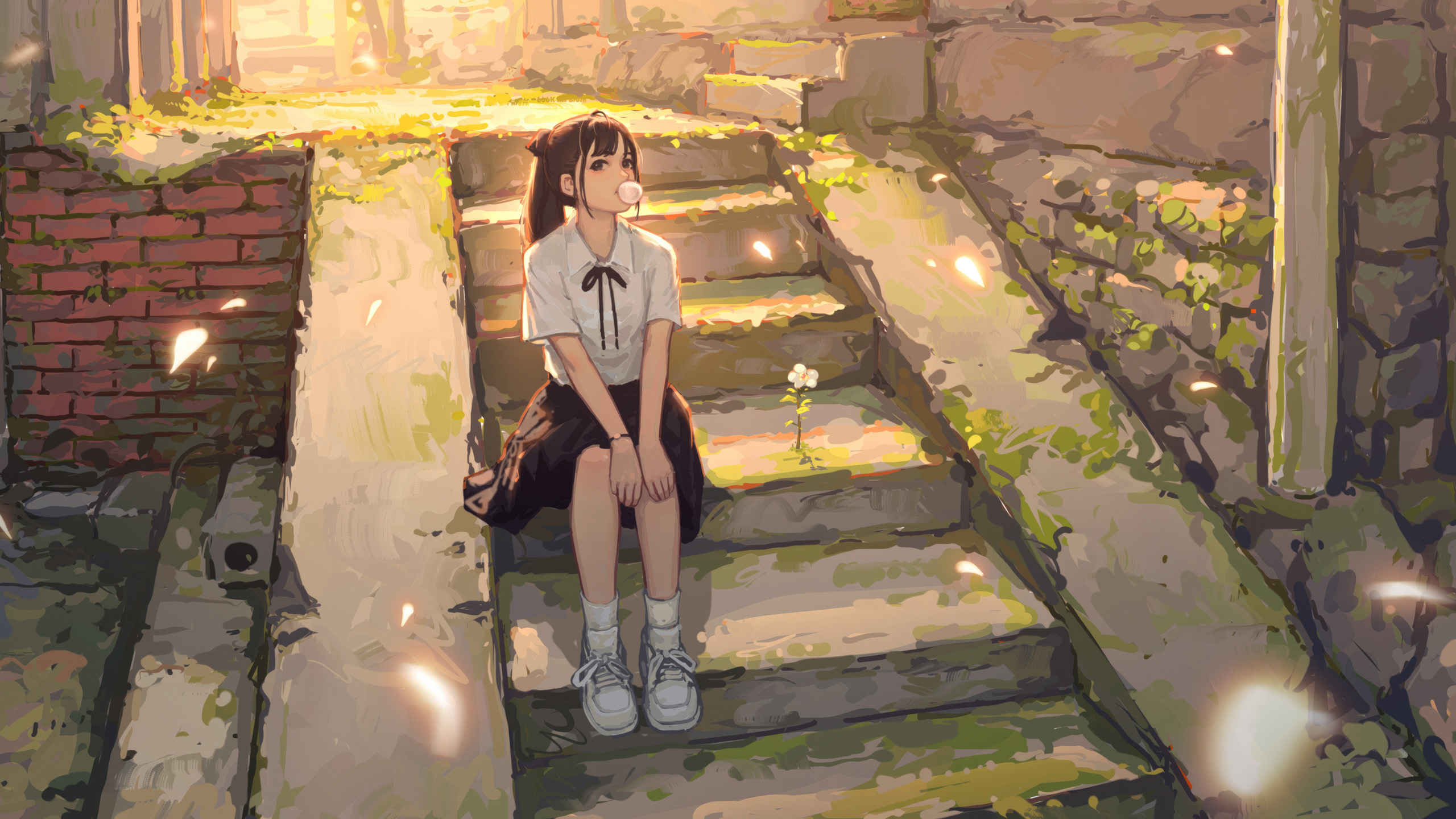 阶梯,泡泡糖,花瓣