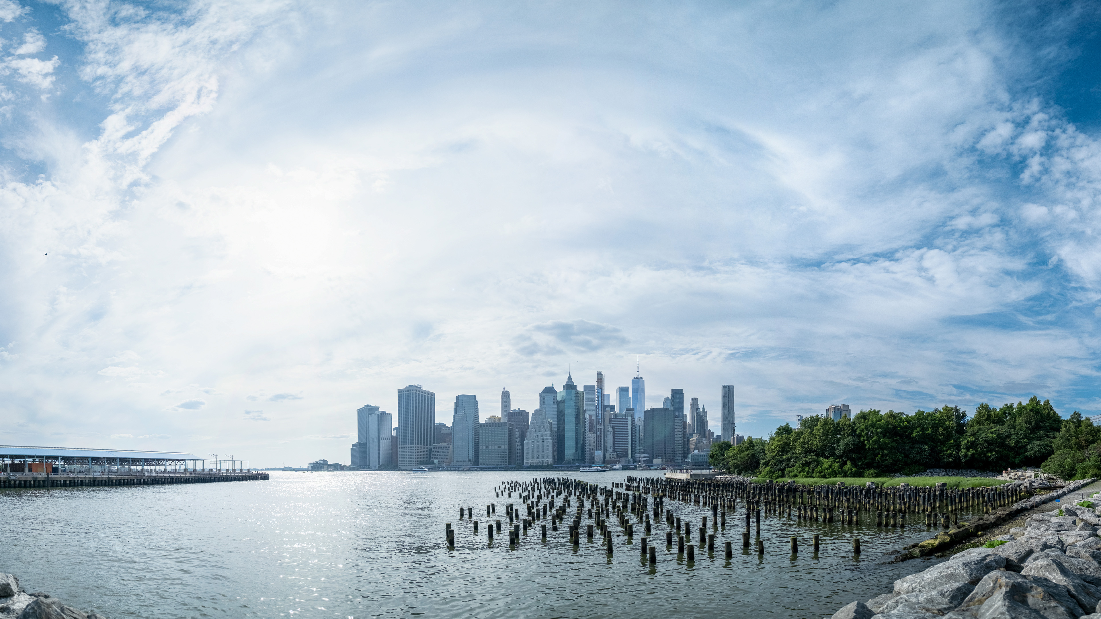 纽约,城市,海滨,天空