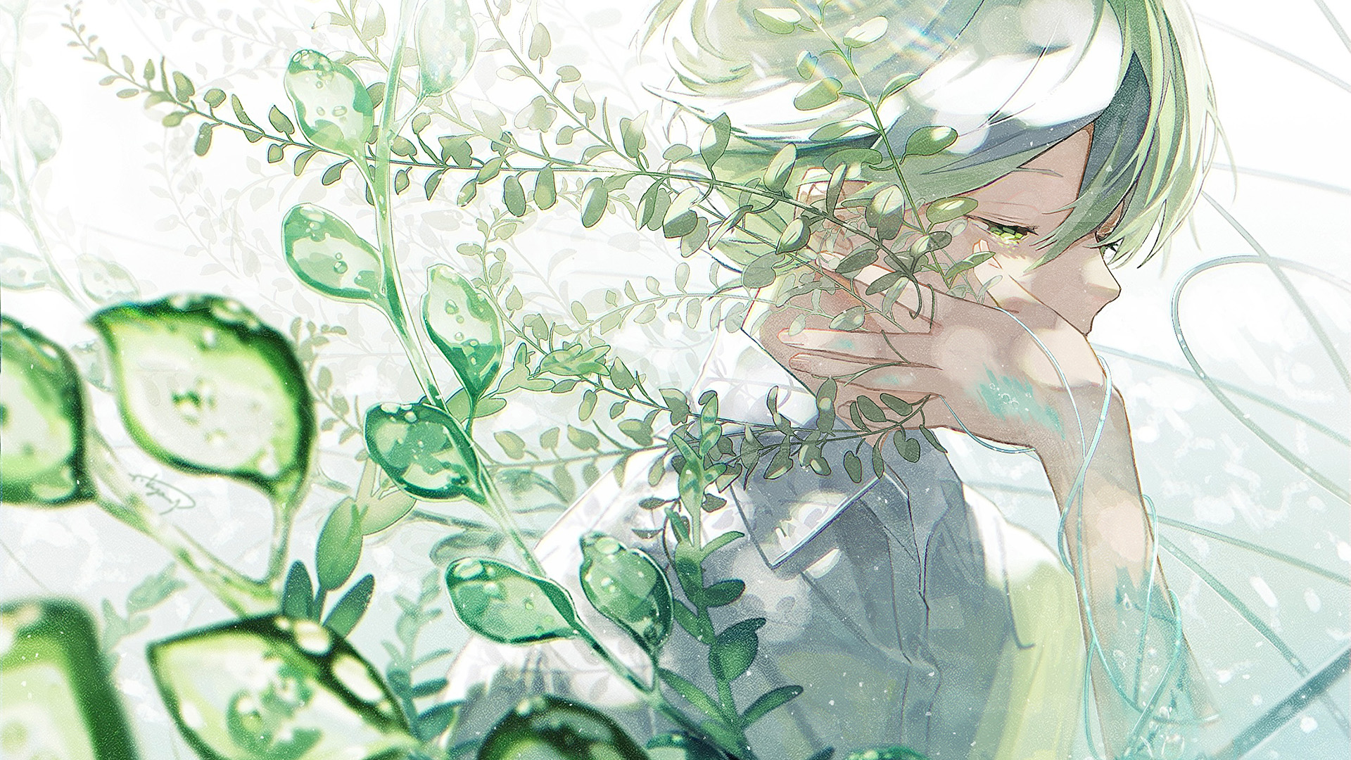 春天,女孩,植物