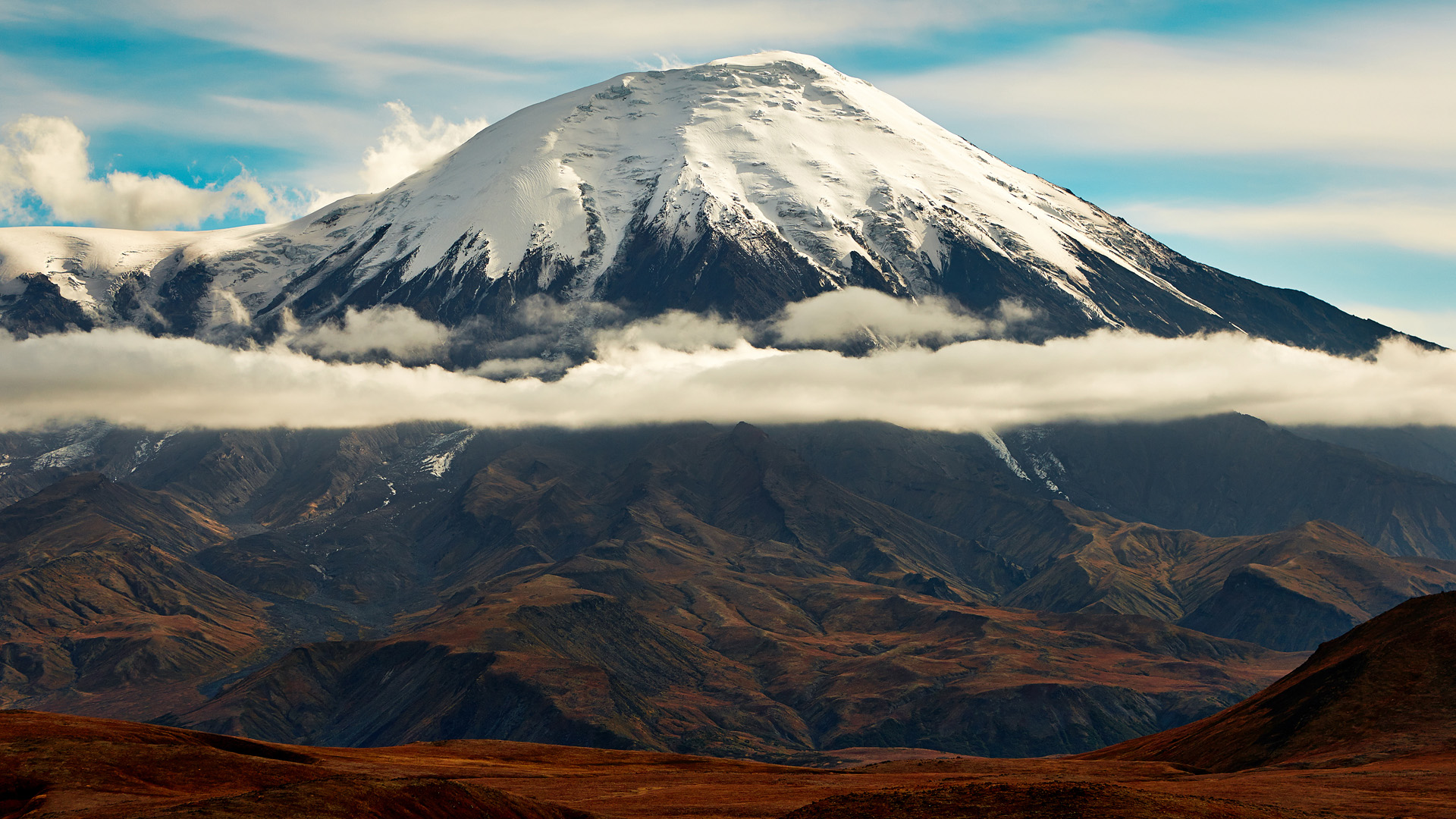 自然风光,火山,云层