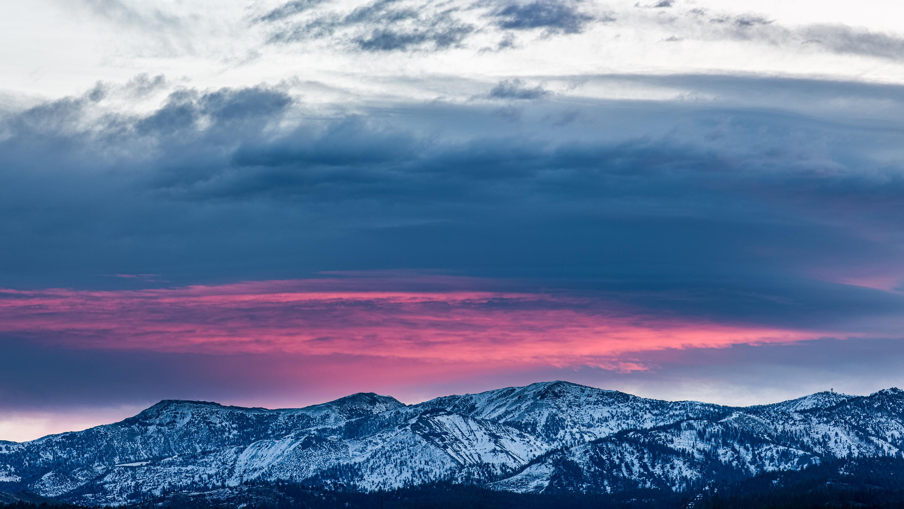 冰天雪地,红霞,雪山