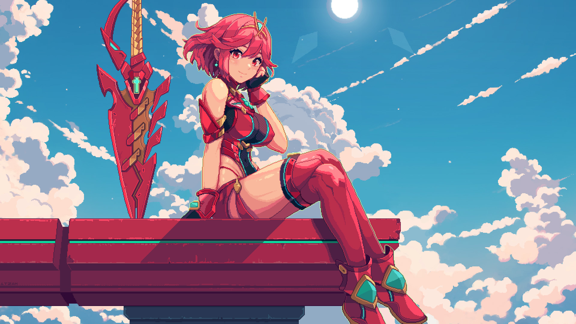 异度之刃,像素风,主机游戏,天空,白云