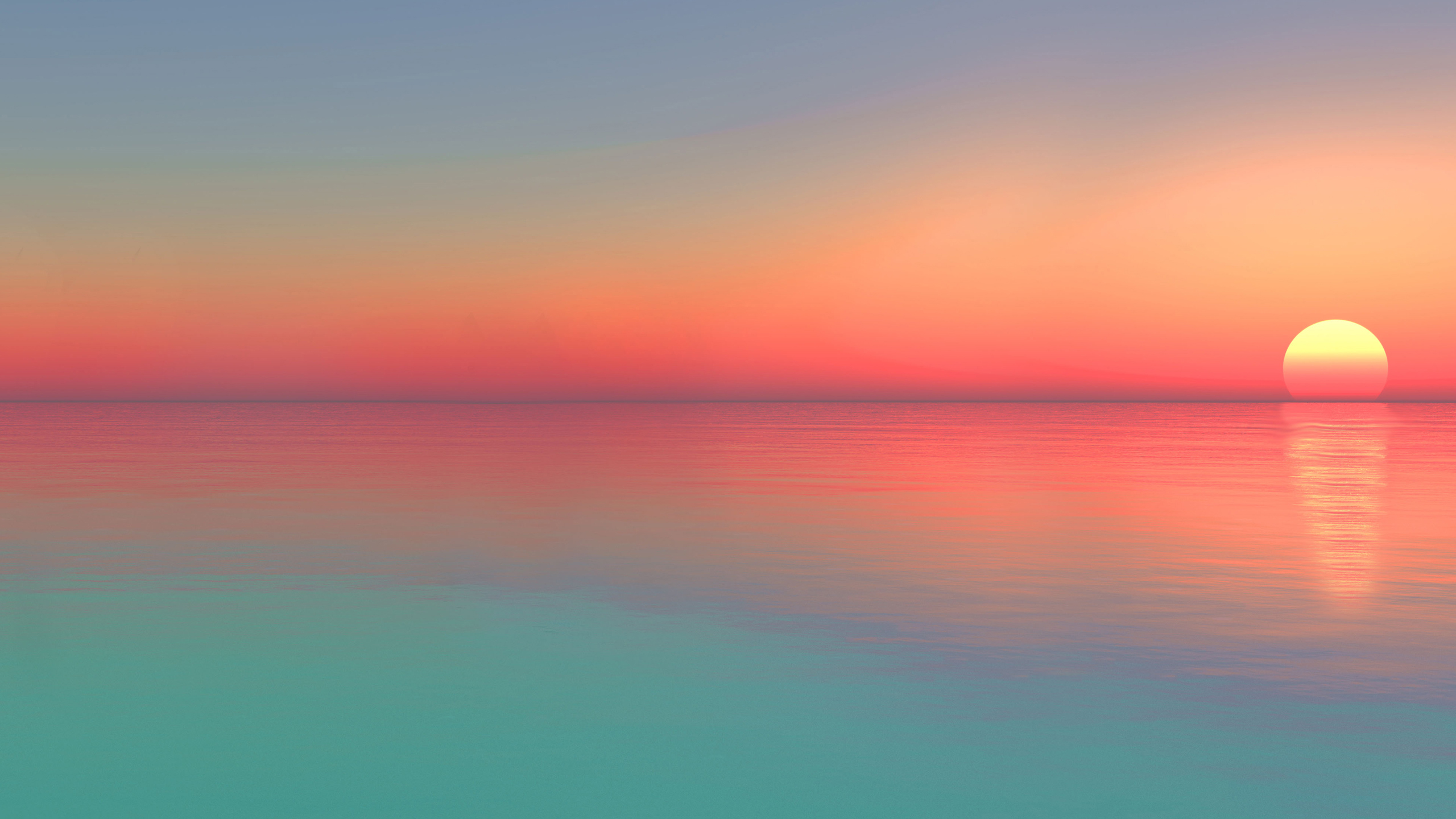 日出,海平面,彩虹,倒影