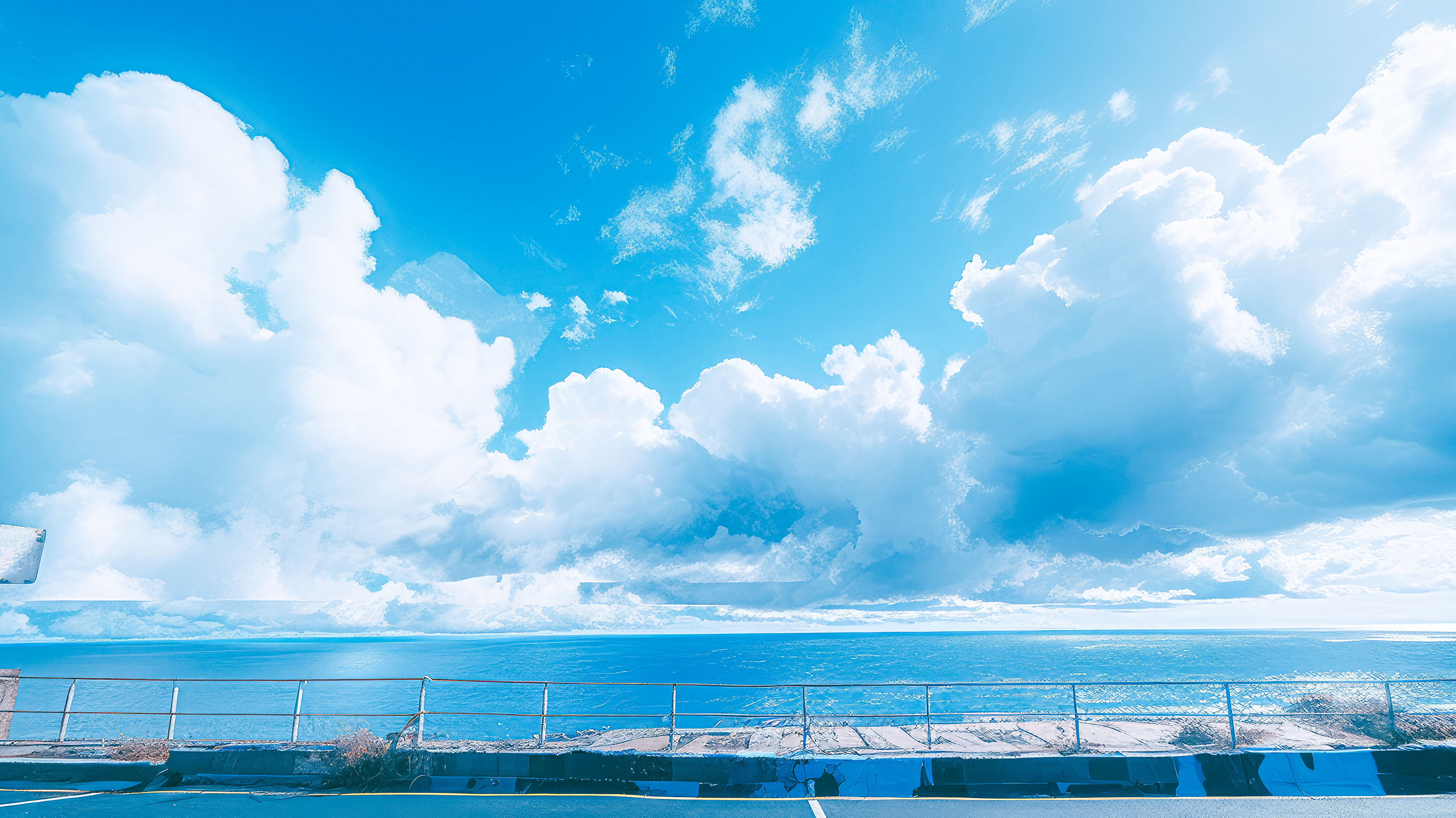 海洋天堂,蓝天,海岸,围栏